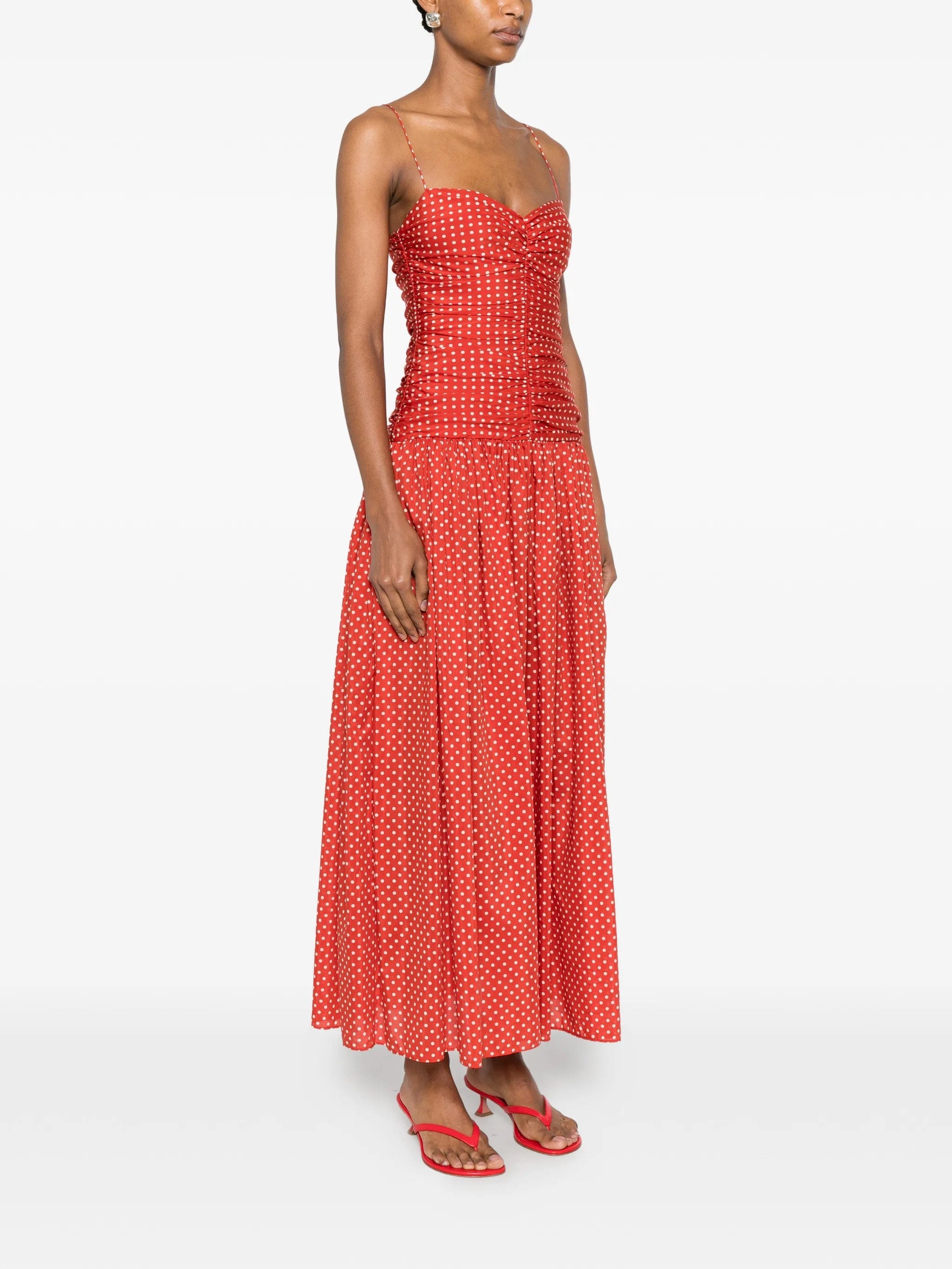 Matteau gathered polka dot midi dress