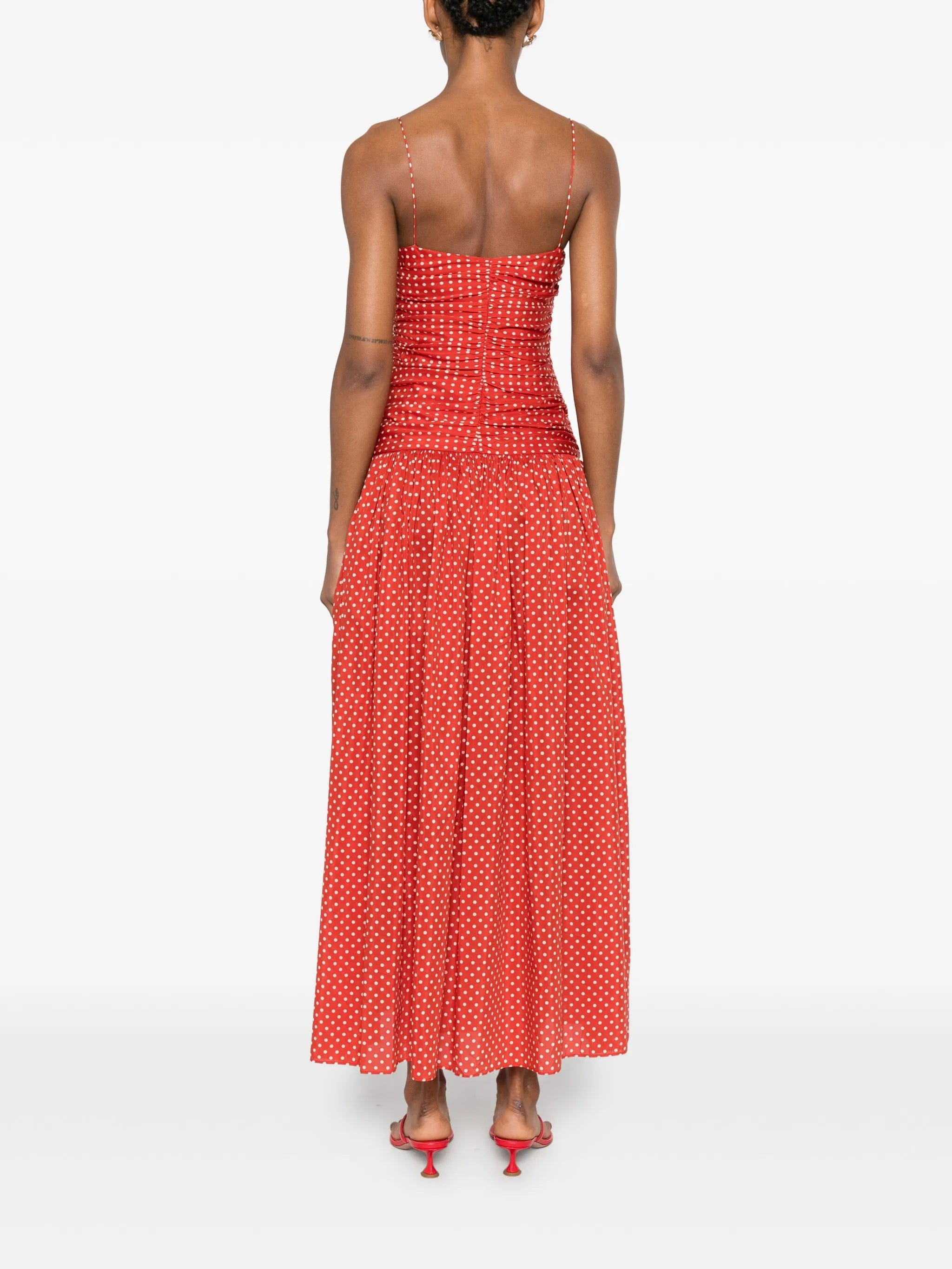 Matteau gathered polka dot midi dress