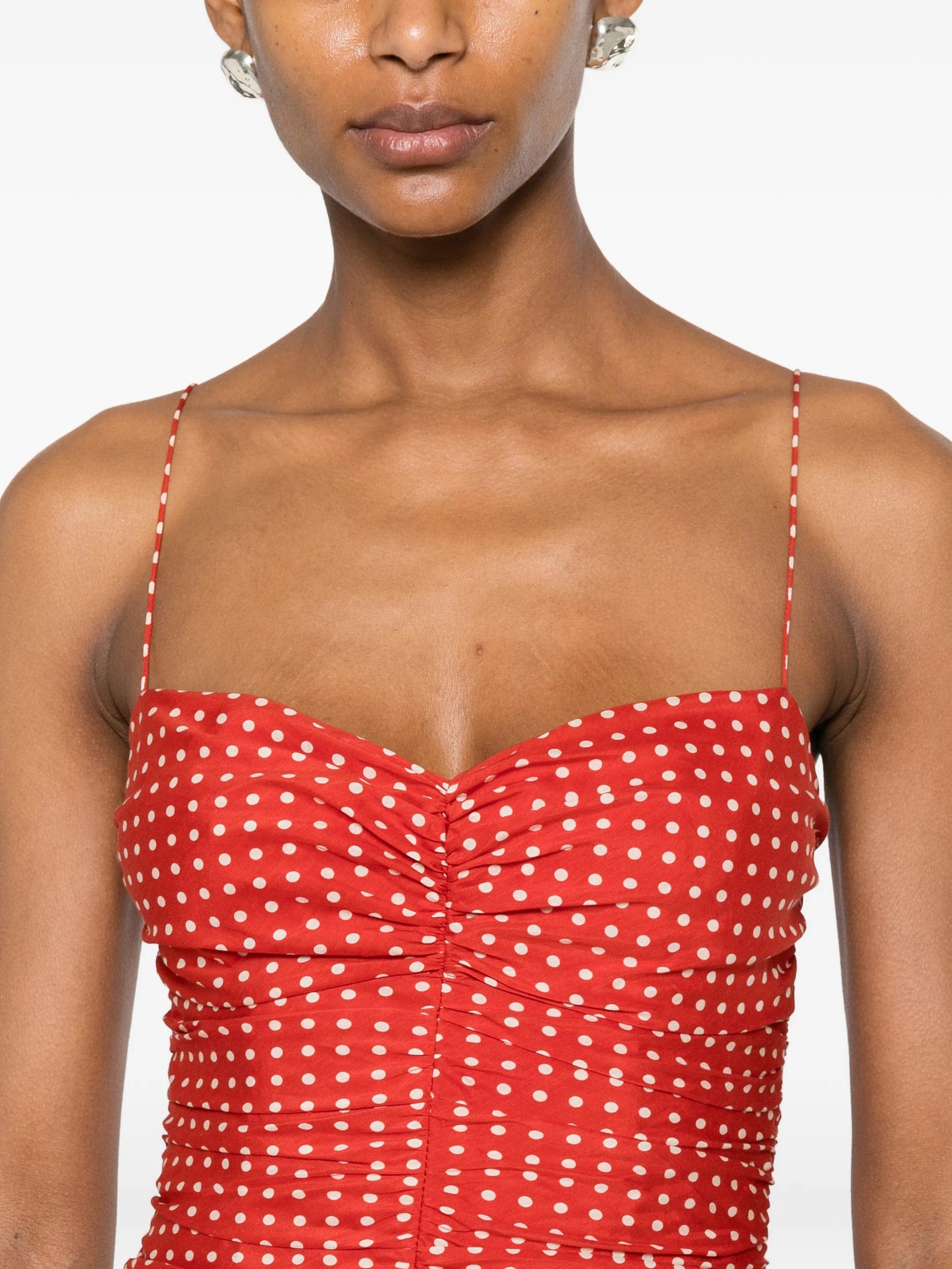 Matteau gathered polka dot midi dress