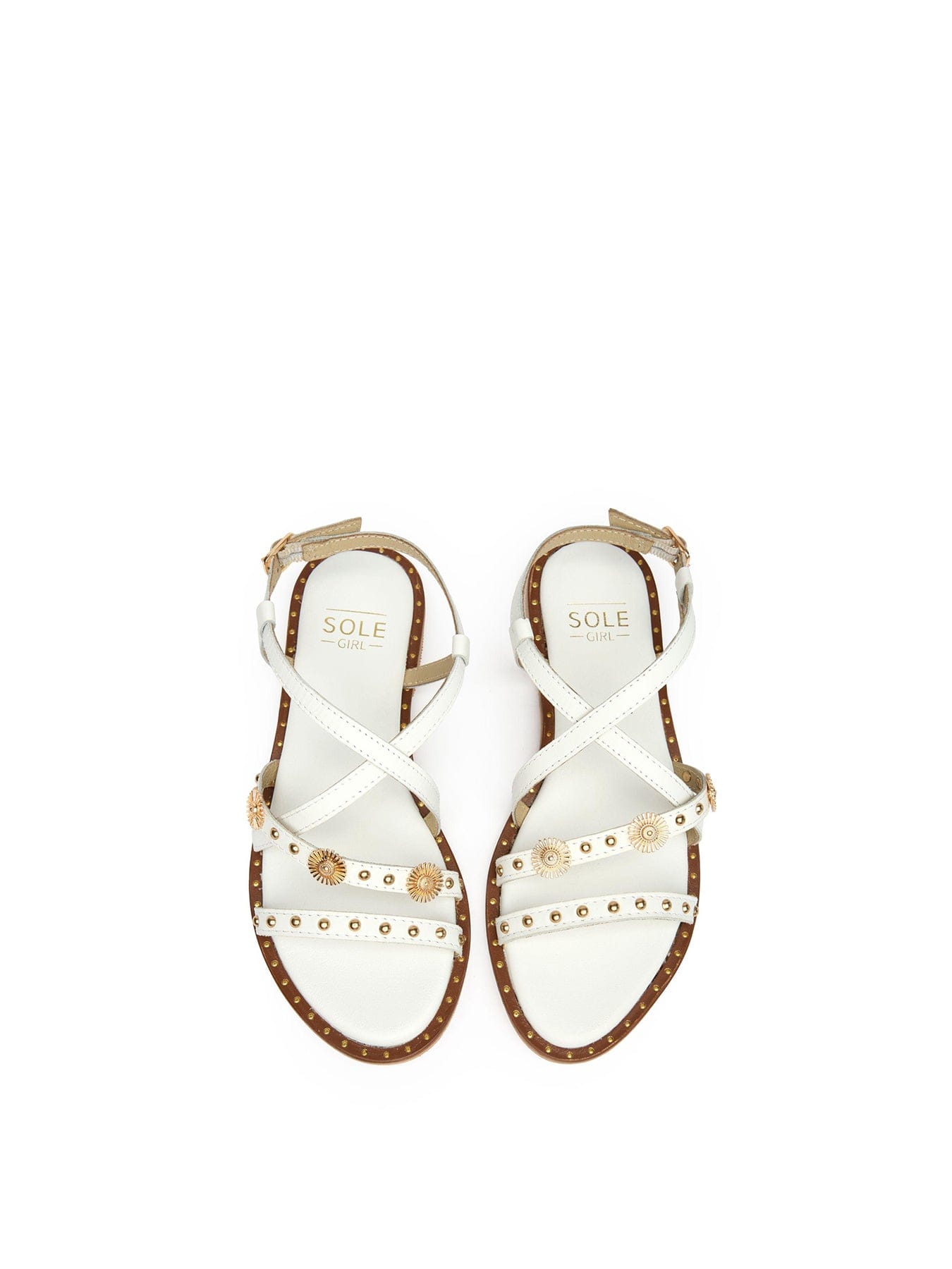Sole Dream Gladiator Leather Sandals White