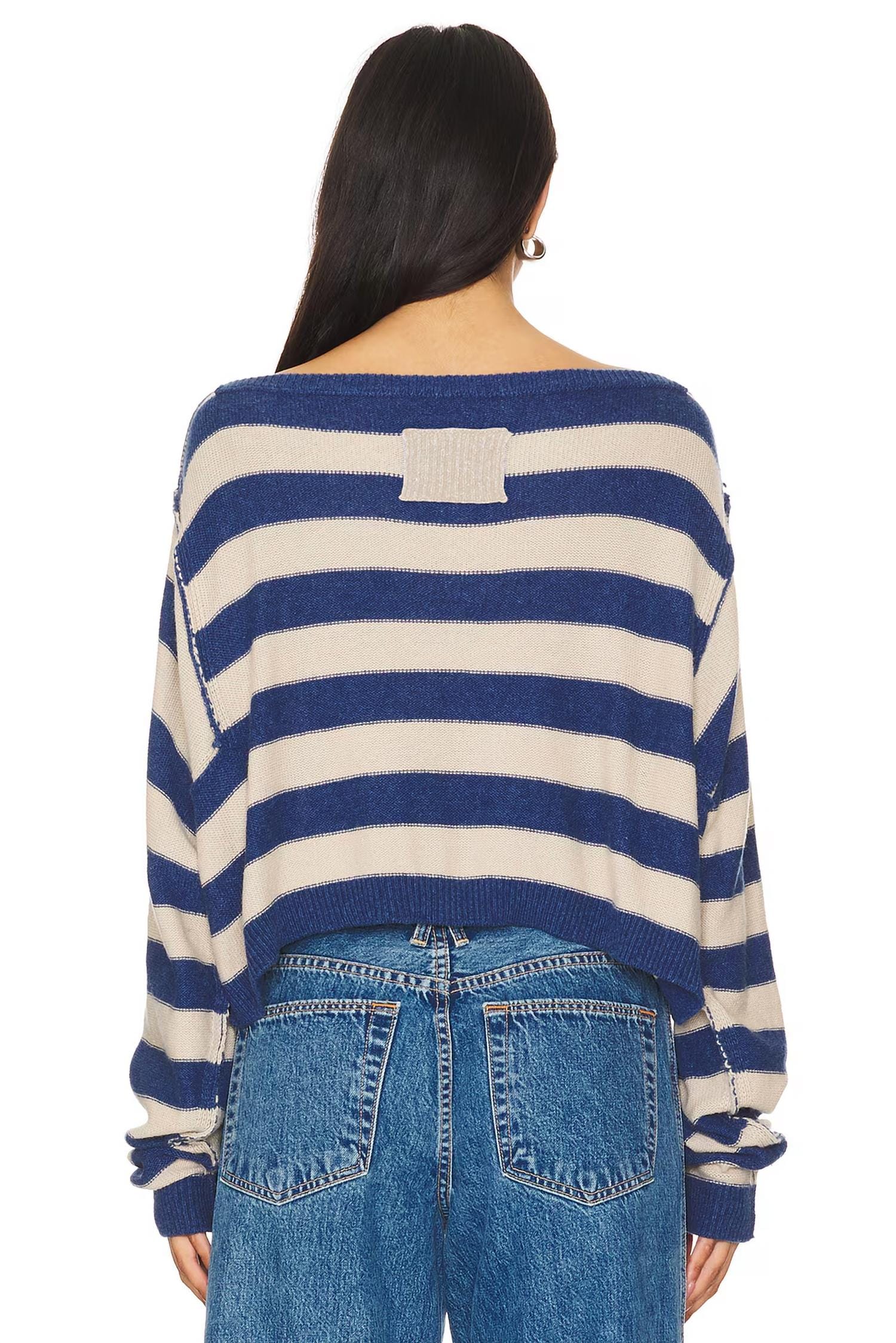 Blue Into The Blue Pullover Top In Blue Ivory Combo Stripe