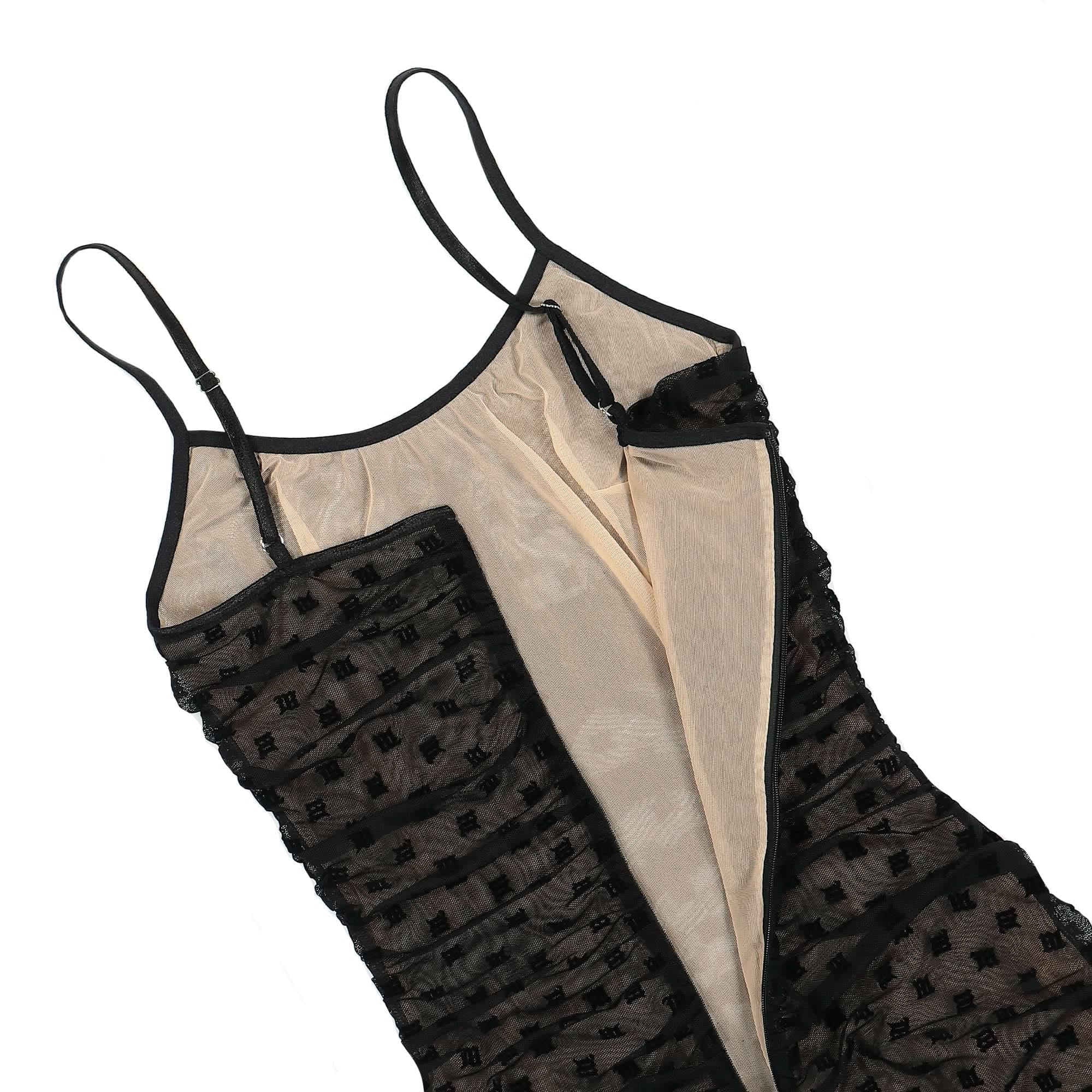 Misbhv Mesh Monogram Draped Mini Dress