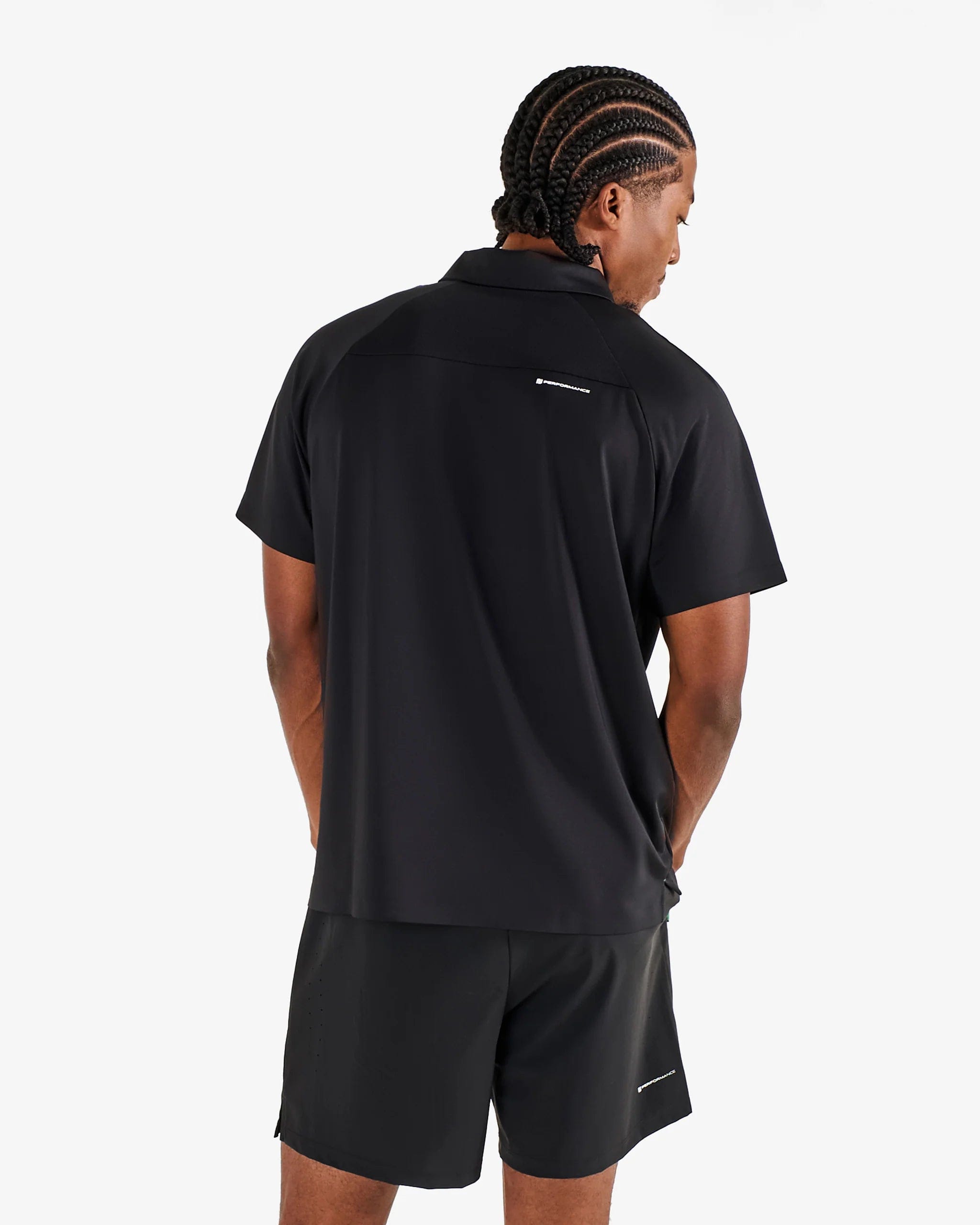 Malbon Golf Performance Zip Raglan Polo Black