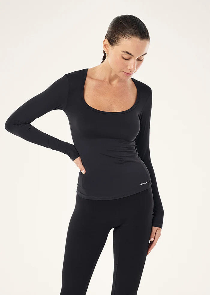 P.E Nation P.E Foundation Scoop Neck LS Top (Black)