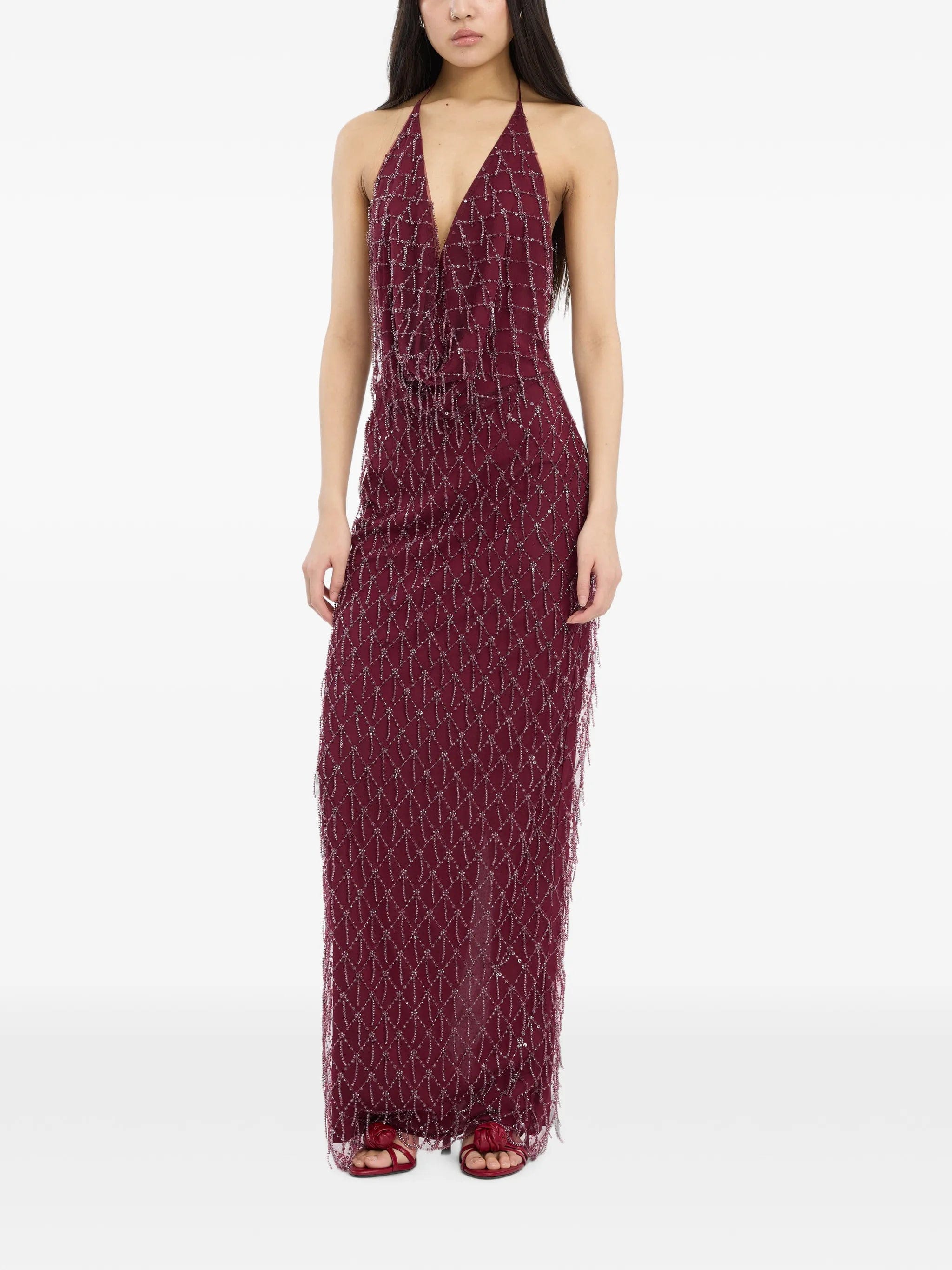 Rotate Birger Christensen sequins halterneck dress