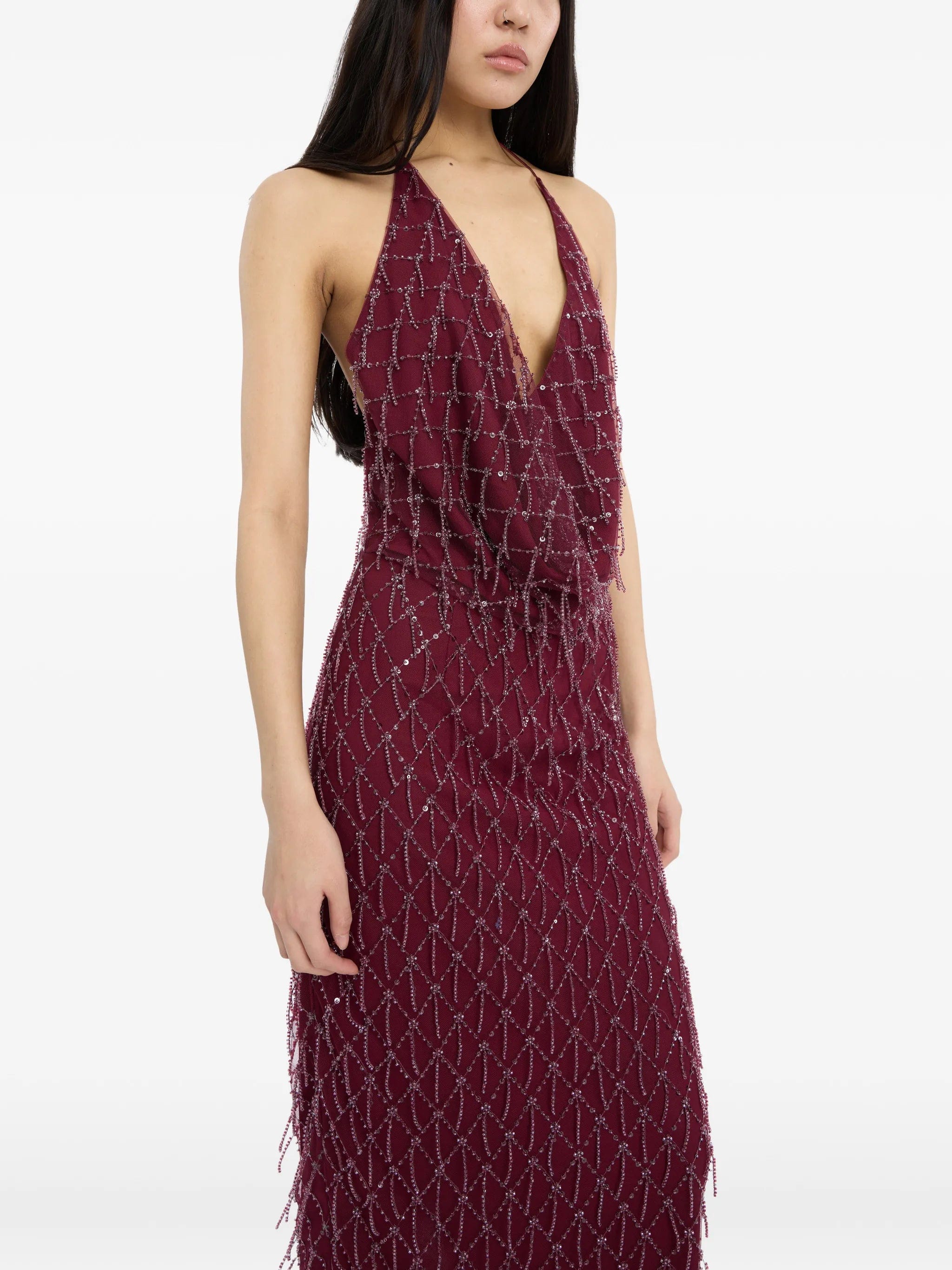 Rotate Birger Christensen sequins halterneck dress