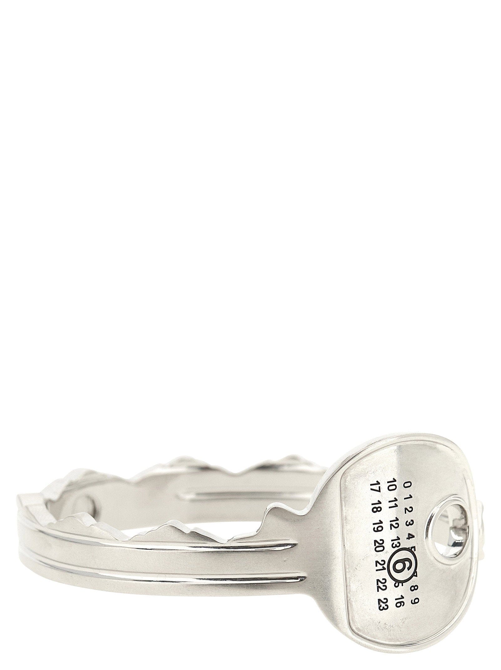 Mm6 Maison Margiela Numeric Signature Metal Key Bracelet — Silver