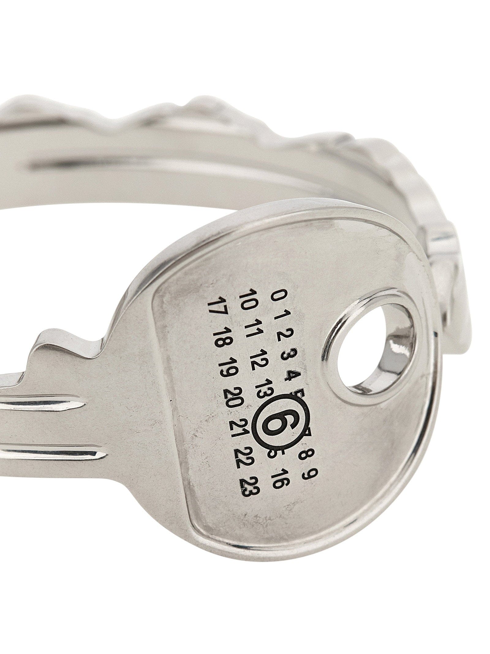Mm6 Maison Margiela Numeric Signature Metal Key Bracelet — Silver