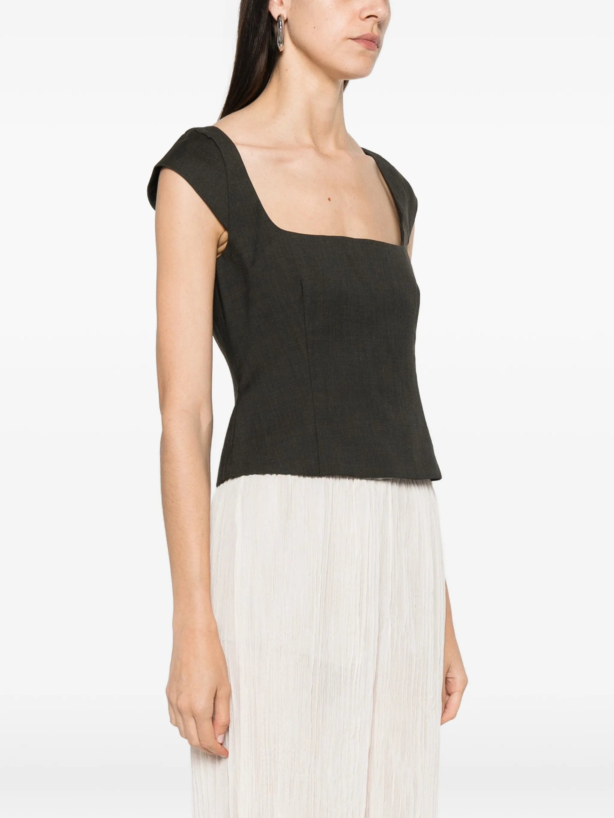 St. Agni cap - sleeves square - neck top