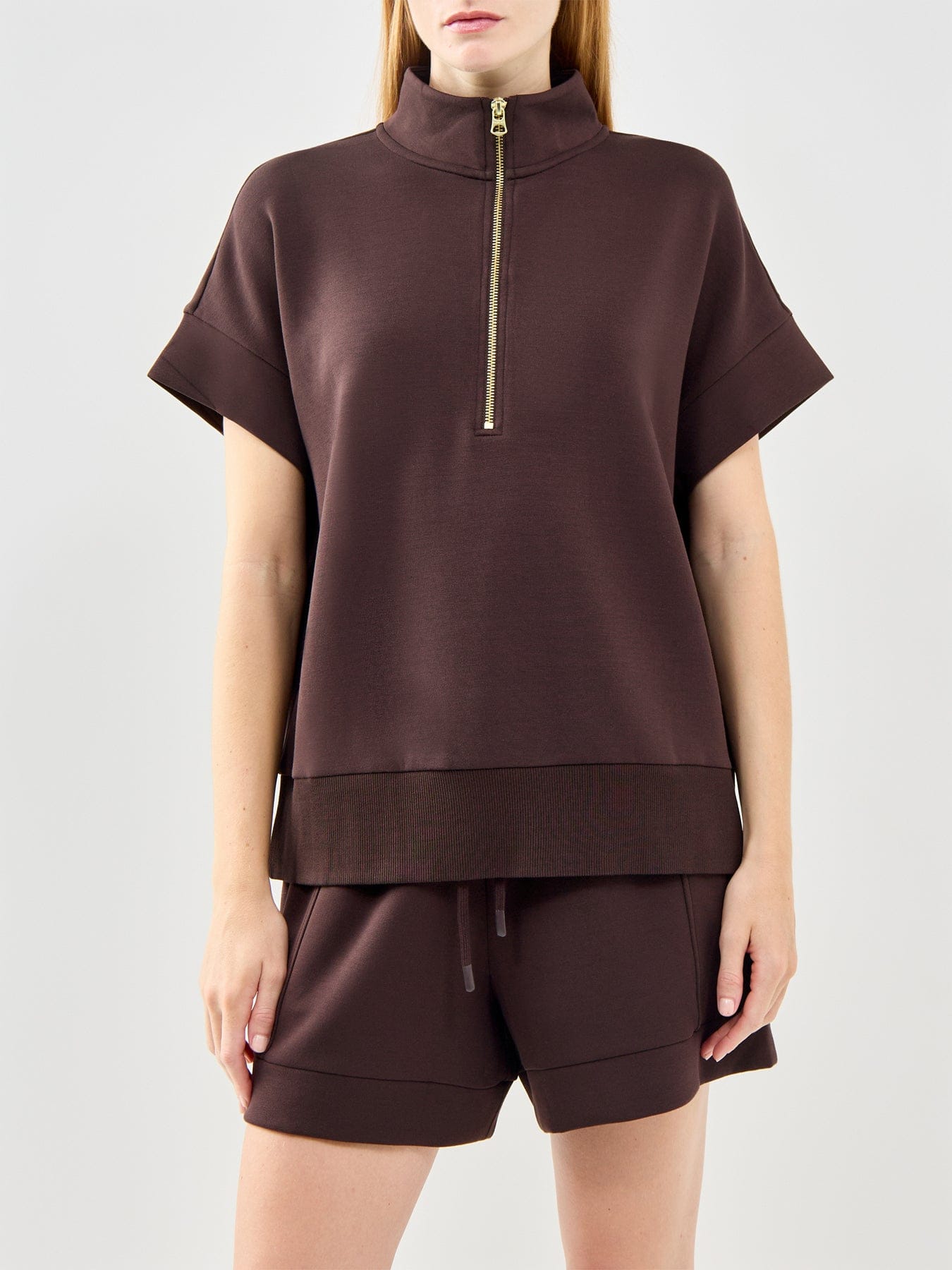 Varley Ritchie Short Sleeve Sweatshirt Brown