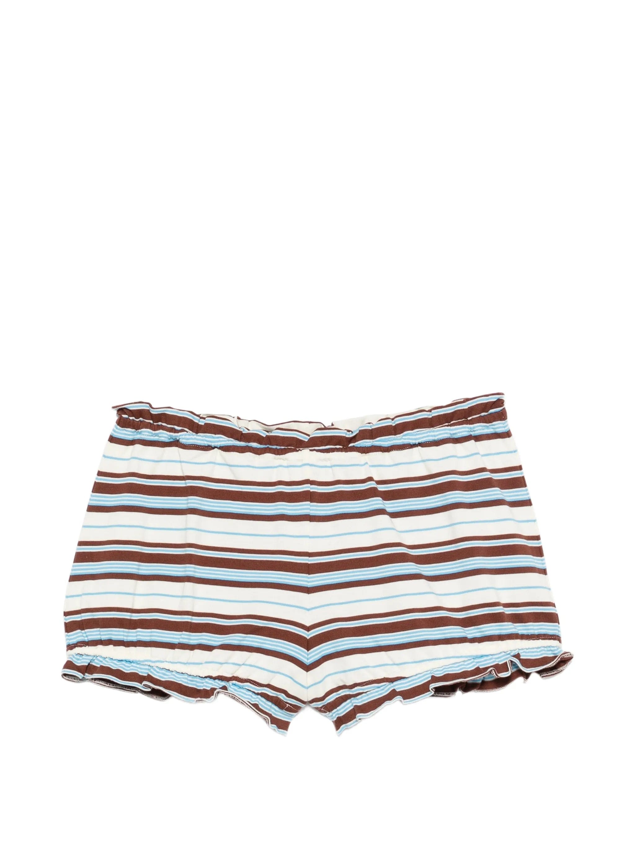 Posse Nadine ruffled striped shorts