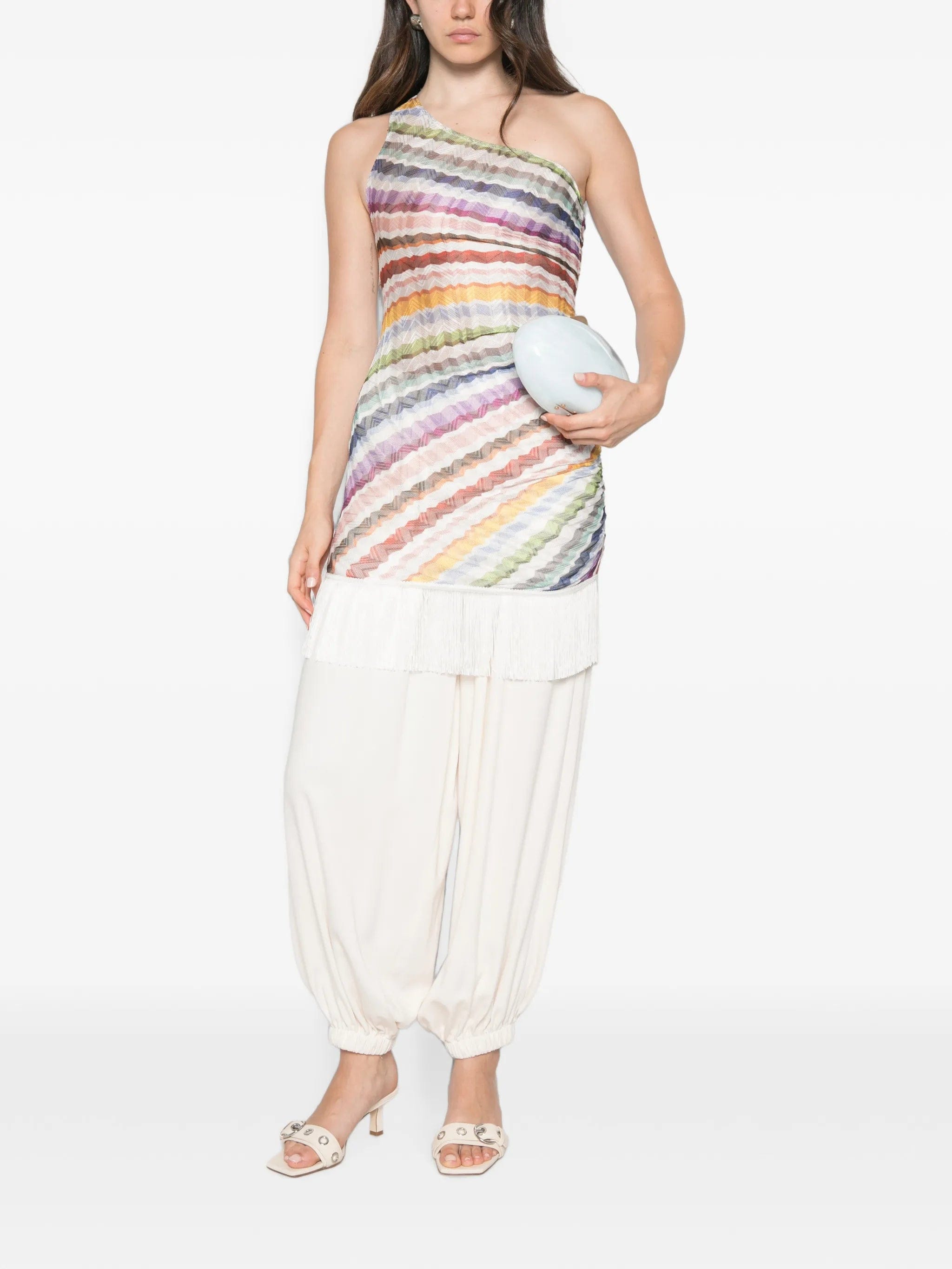 Missoni fringed zigzag - print mini dress