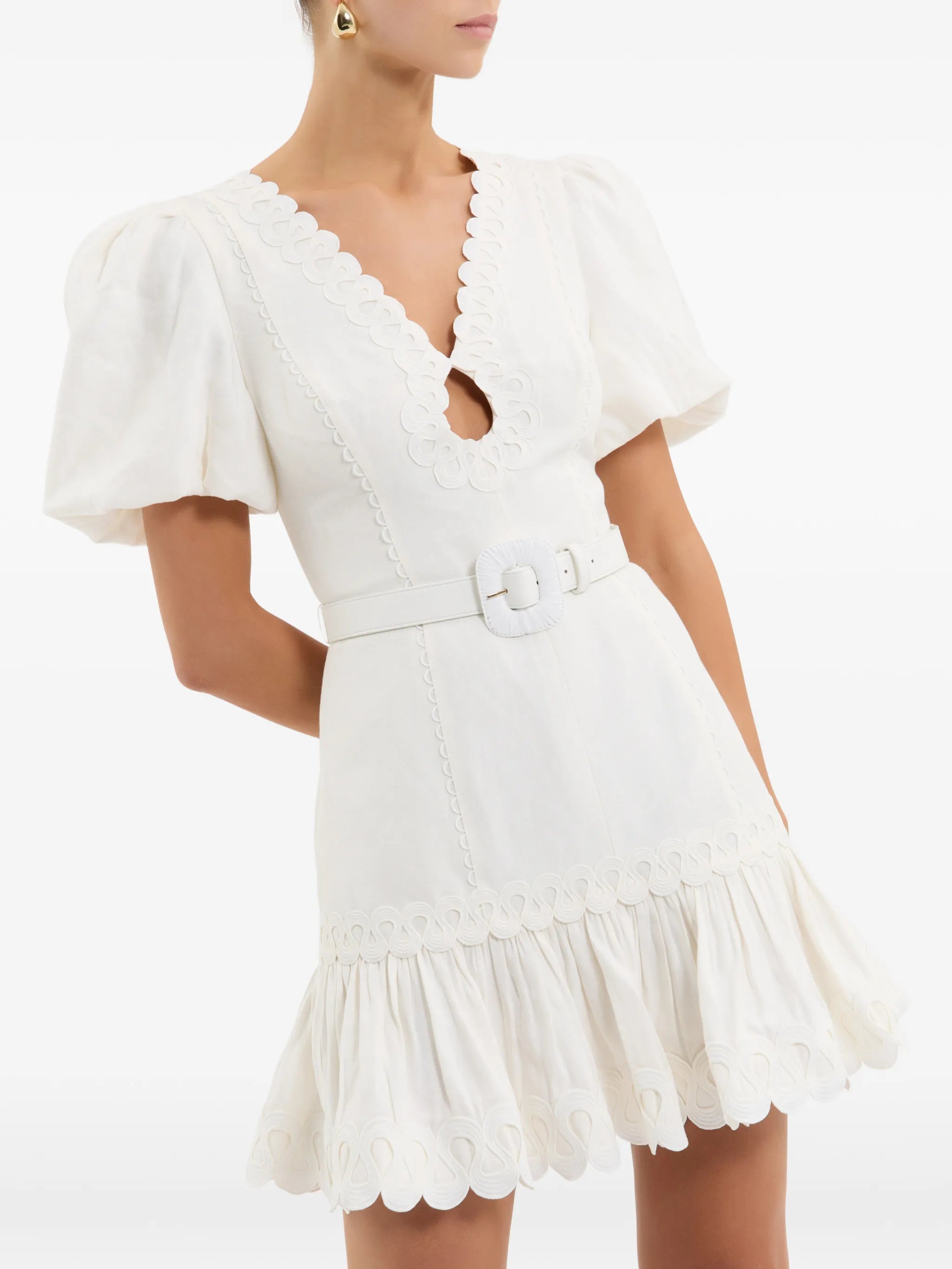 Rebecca Vallance Kahlia puff - sleeve belted mini dress