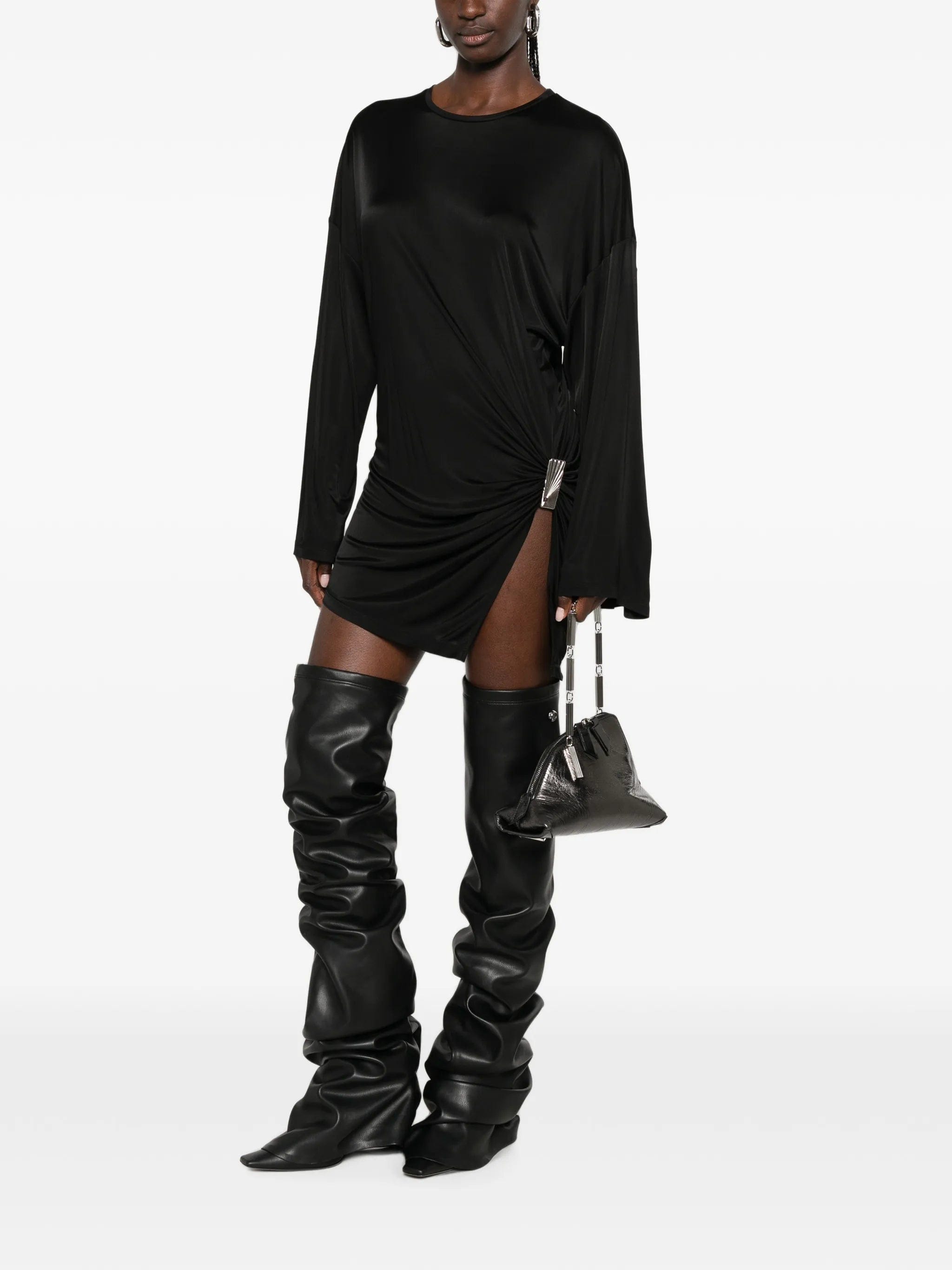 The Attico draped - detail long - sleeve mini dress
