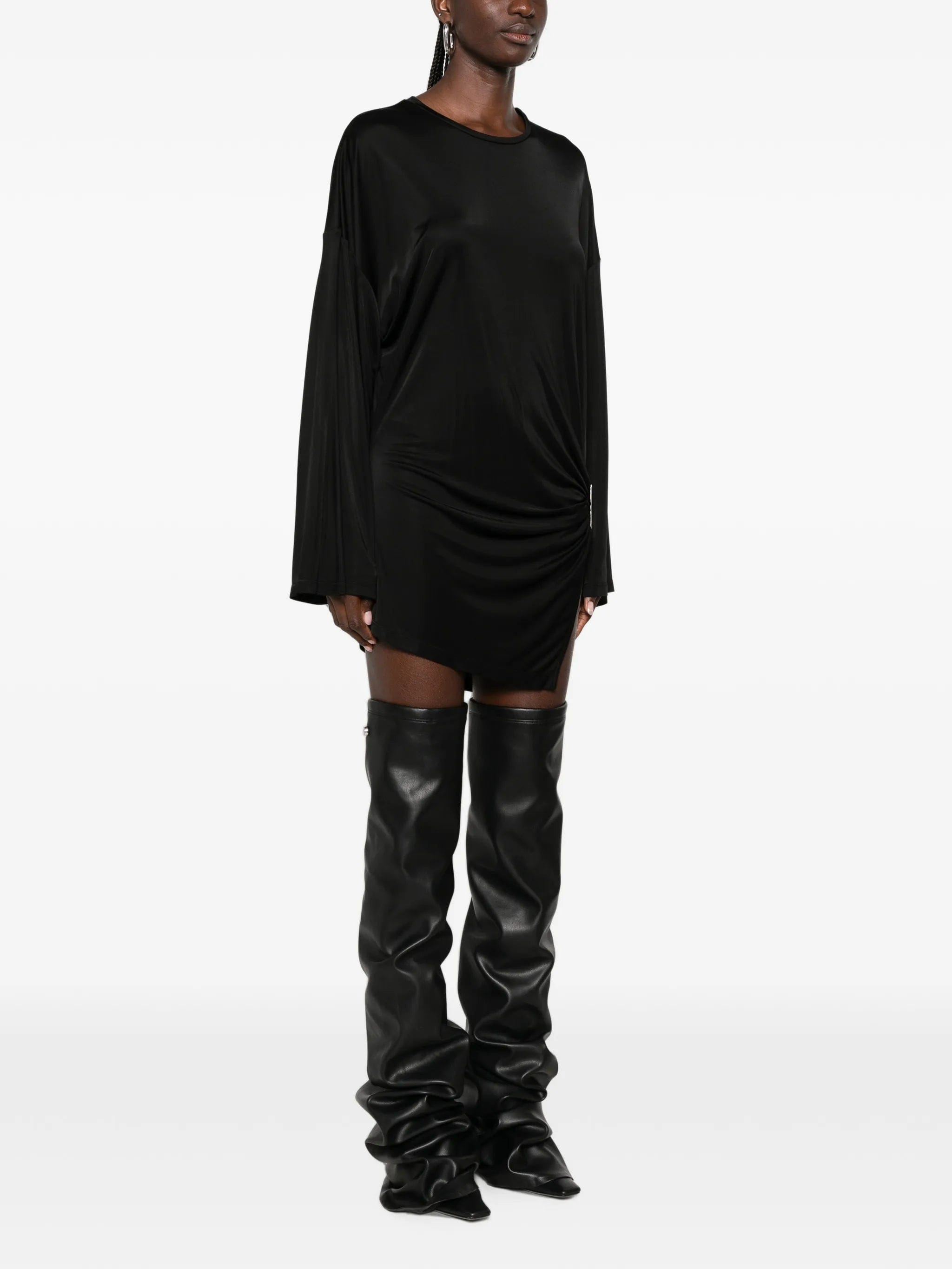 The Attico draped - detail long - sleeve mini dress