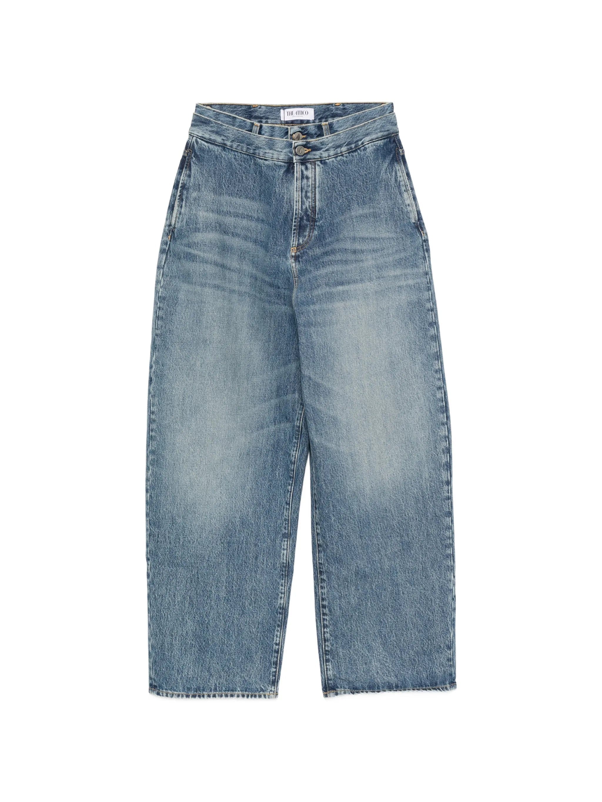 The Attico double - waist wide - leg jeans