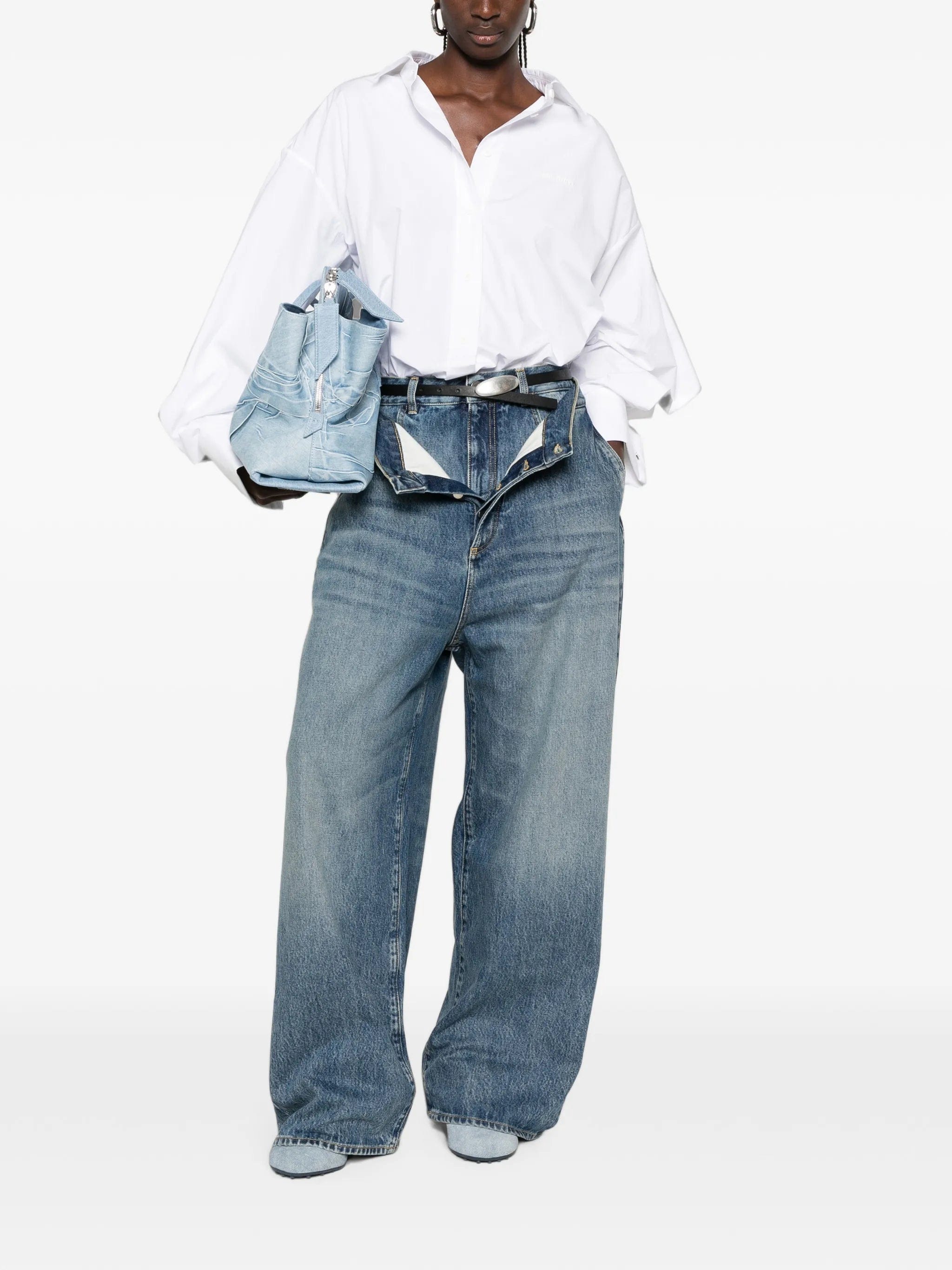 The Attico double - waist wide - leg jeans