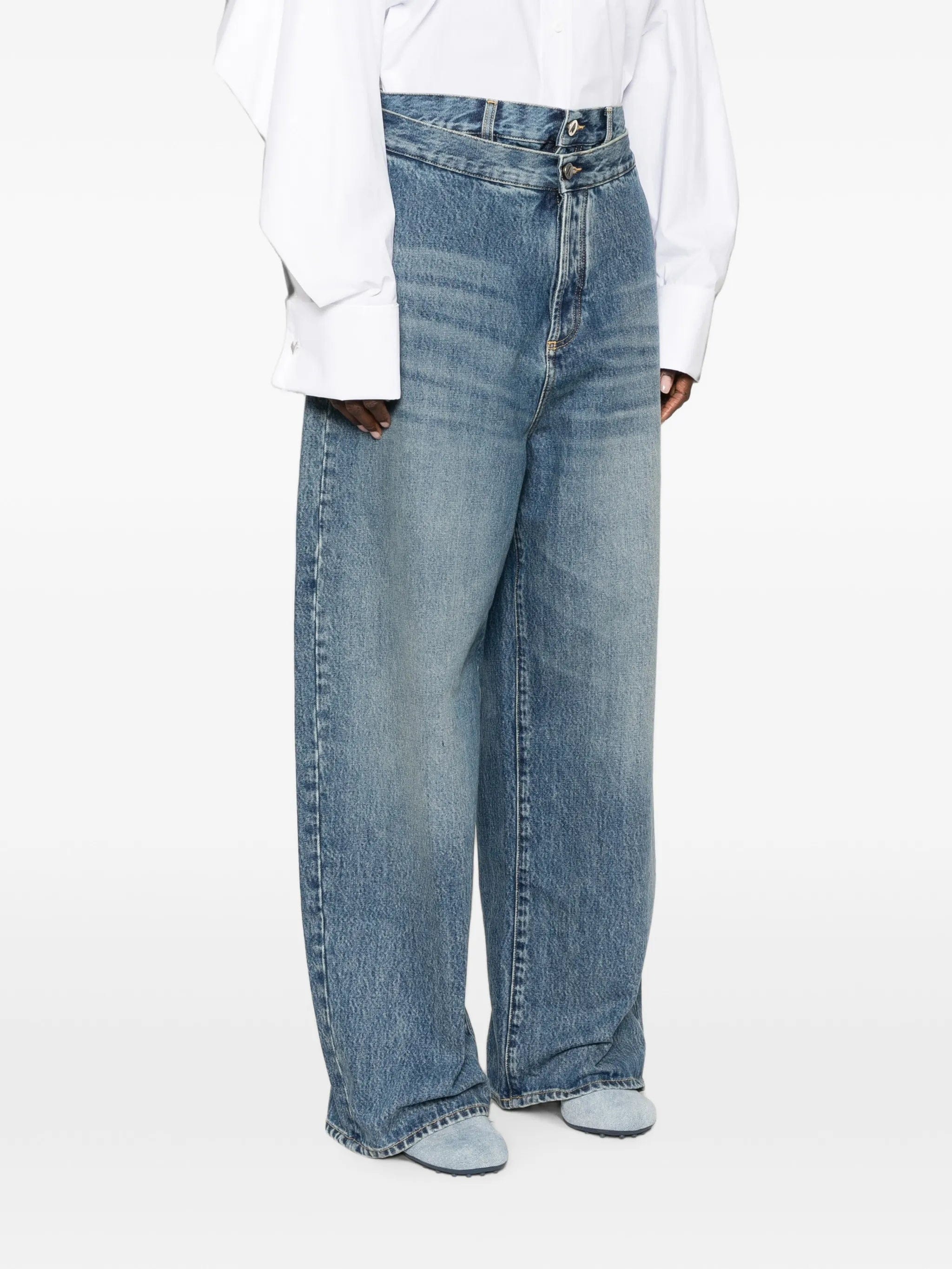 The Attico double - waist wide - leg jeans