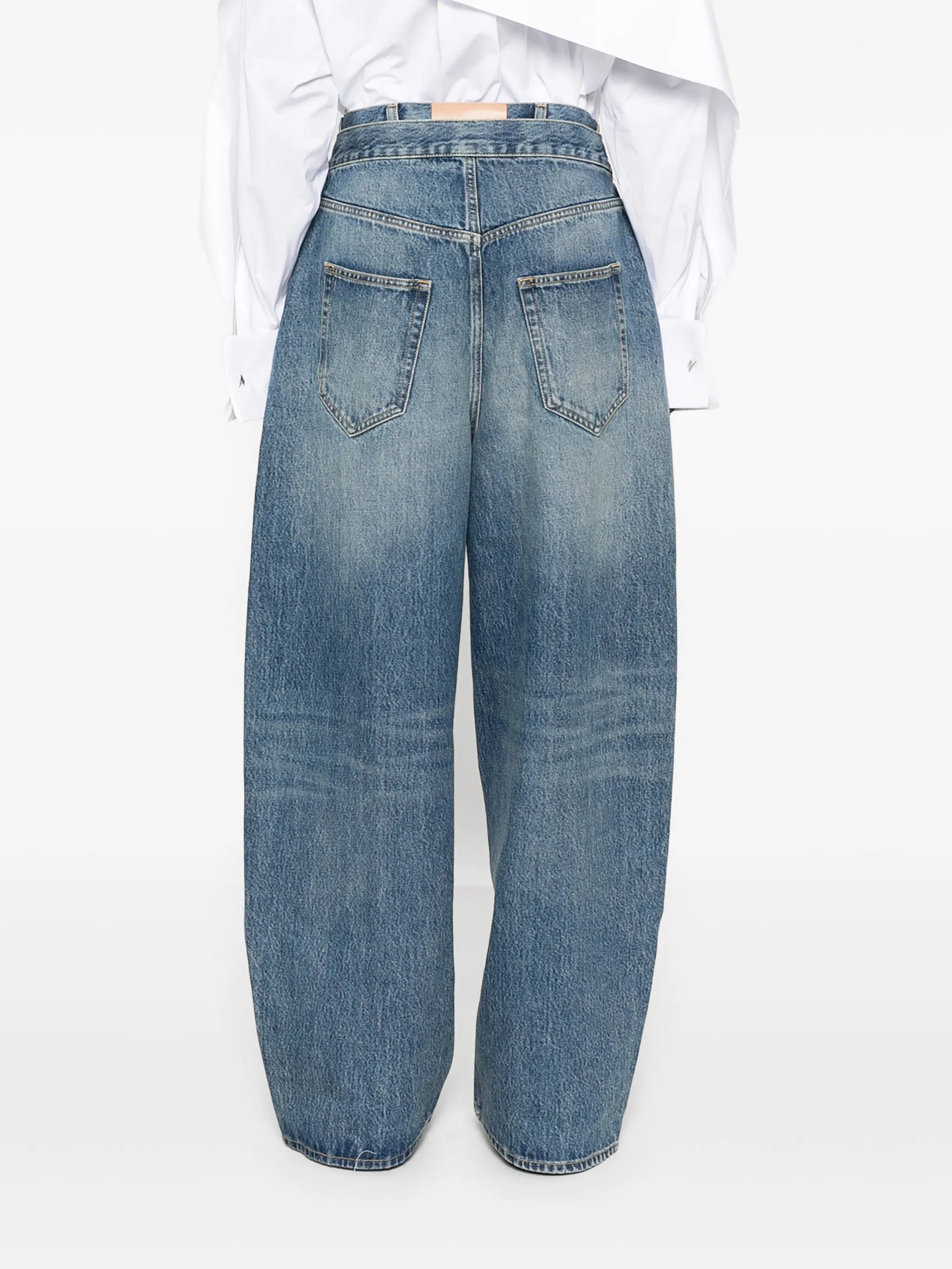 The Attico double - waist wide - leg jeans