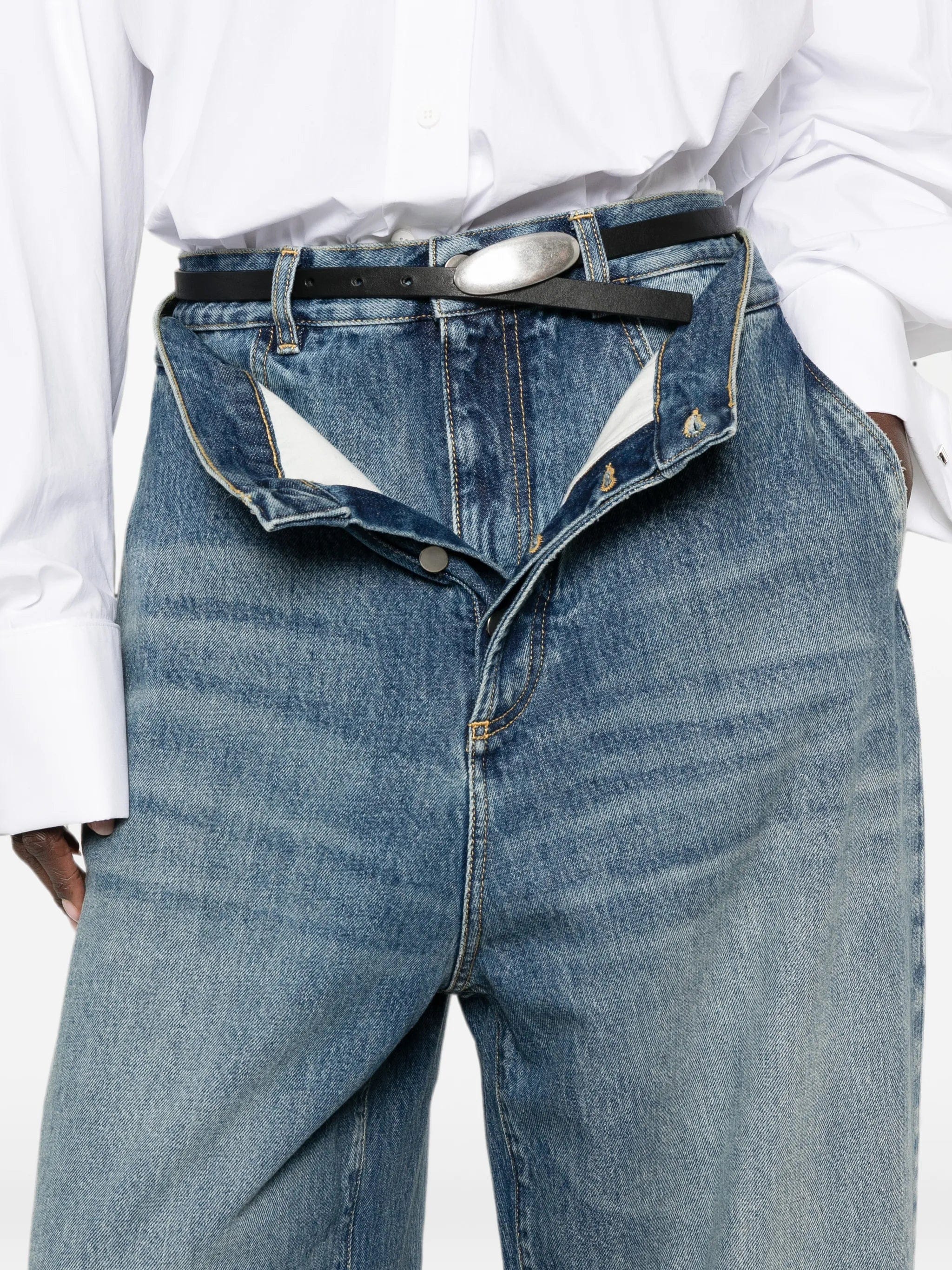 The Attico double - waist wide - leg jeans