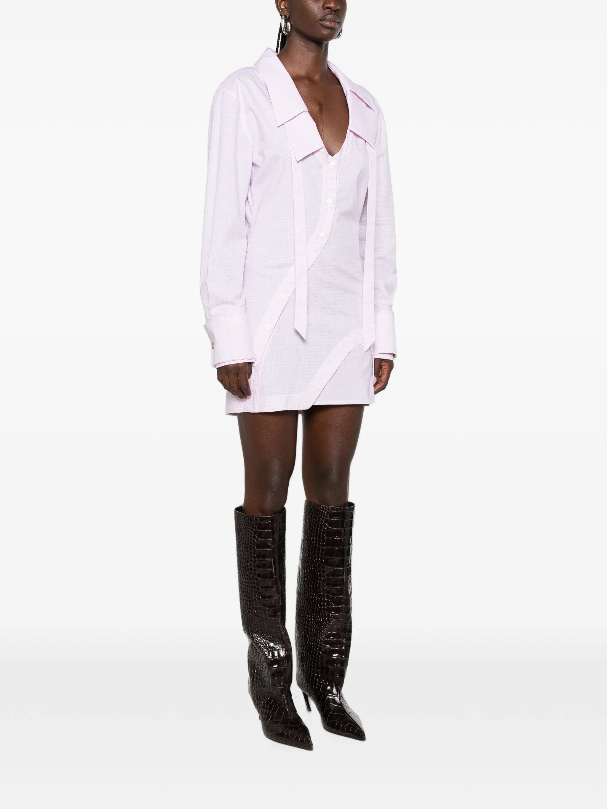 The Attico check - pattern asymmetric - button mini dress