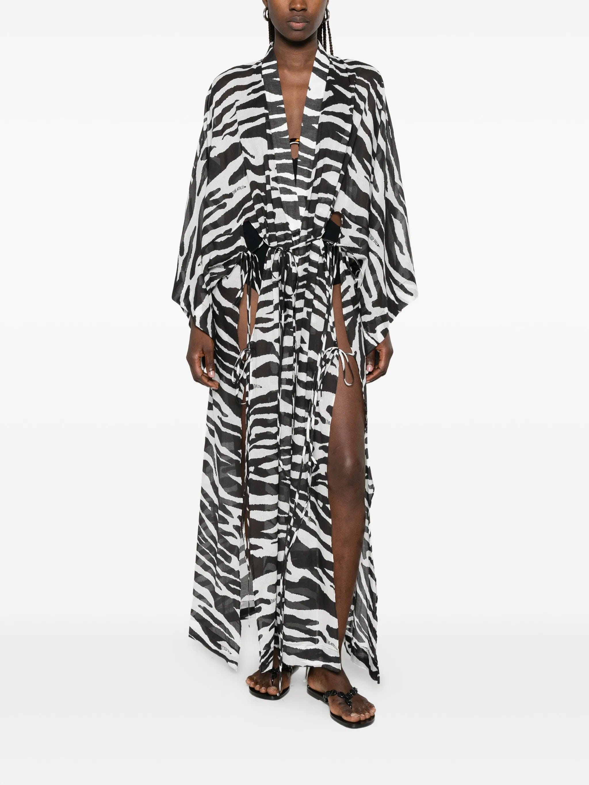 The Attico zebra - print semi - sheer kaftan