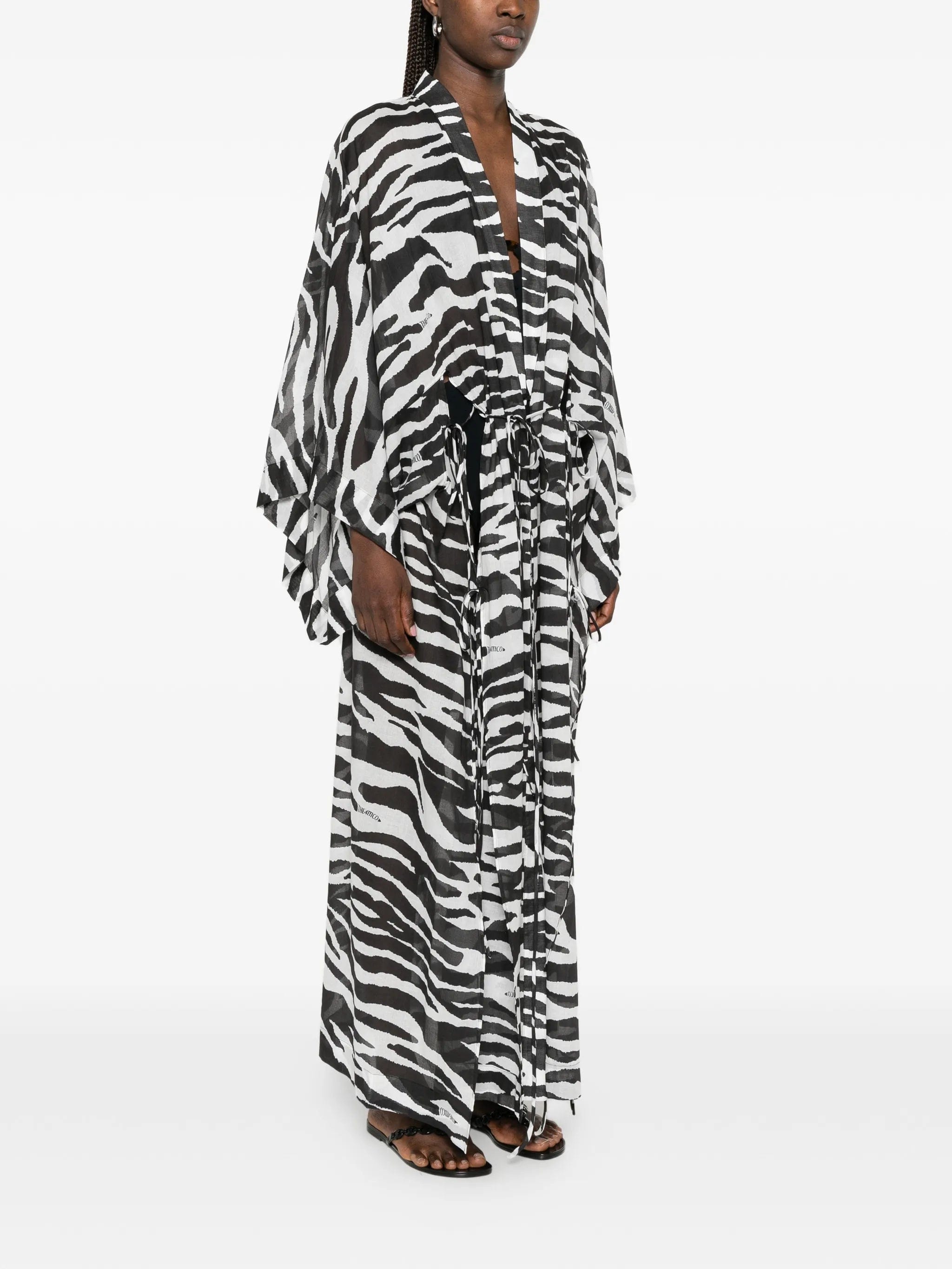 The Attico zebra - print semi - sheer kaftan