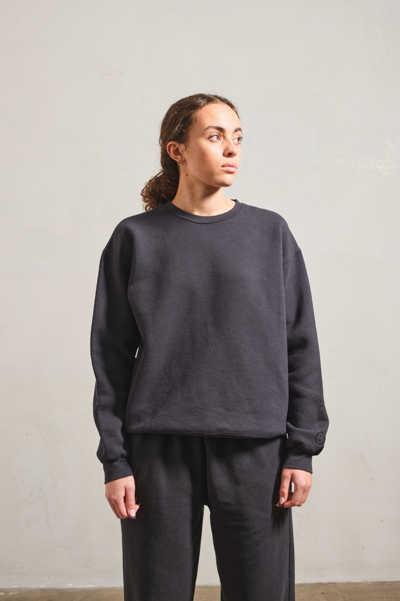 Essentials Vintage Washed Sweater & Jogger Set - Black