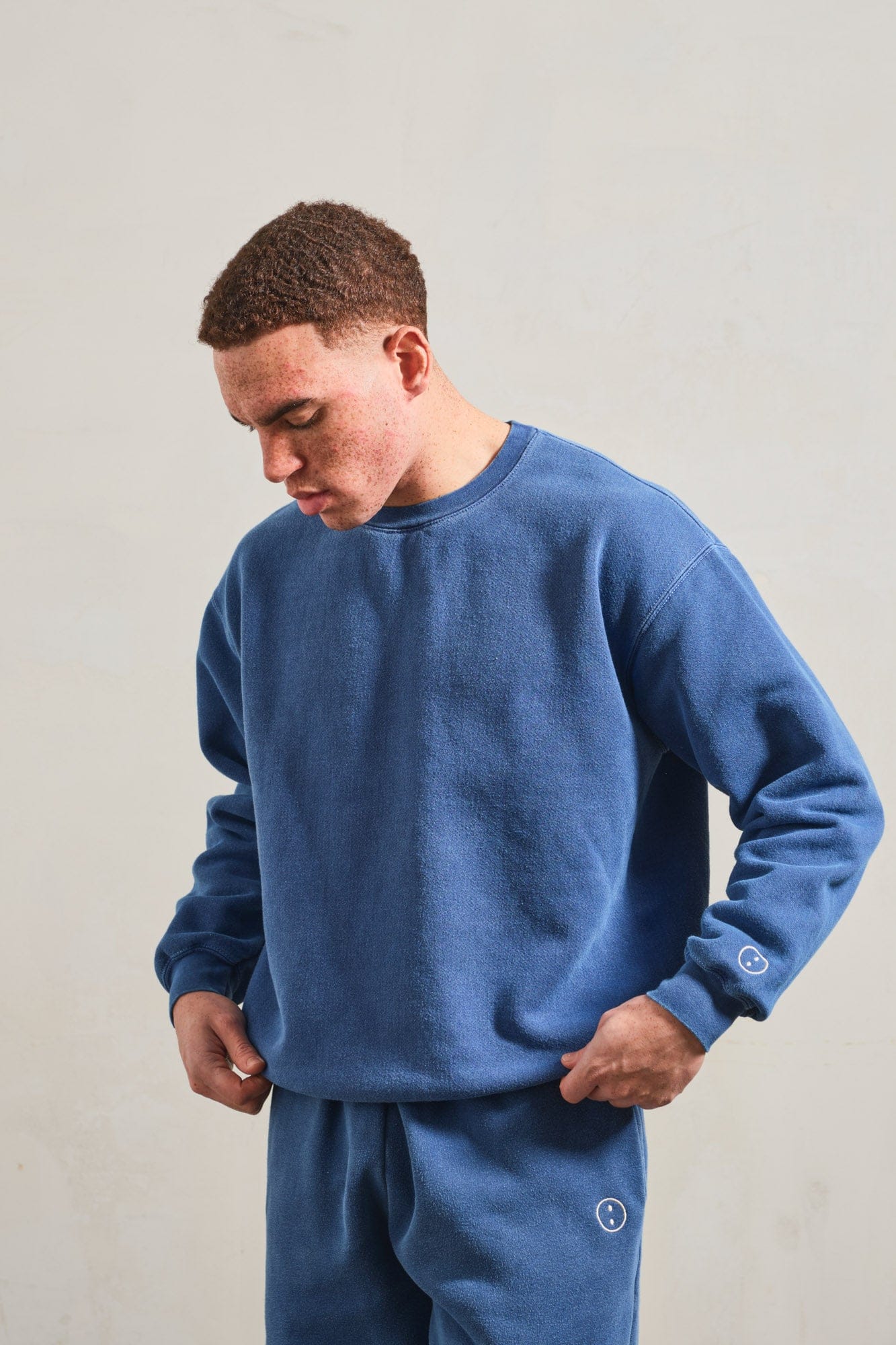 Essentials Vintage Washed Sweater & Jogger Set - Navy