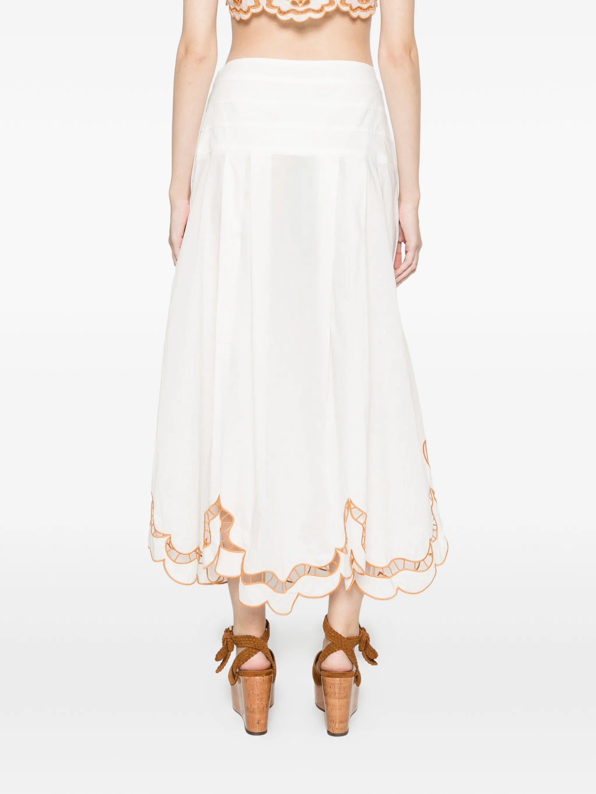 FARM Rio Trop floral - embroidery midi skirt