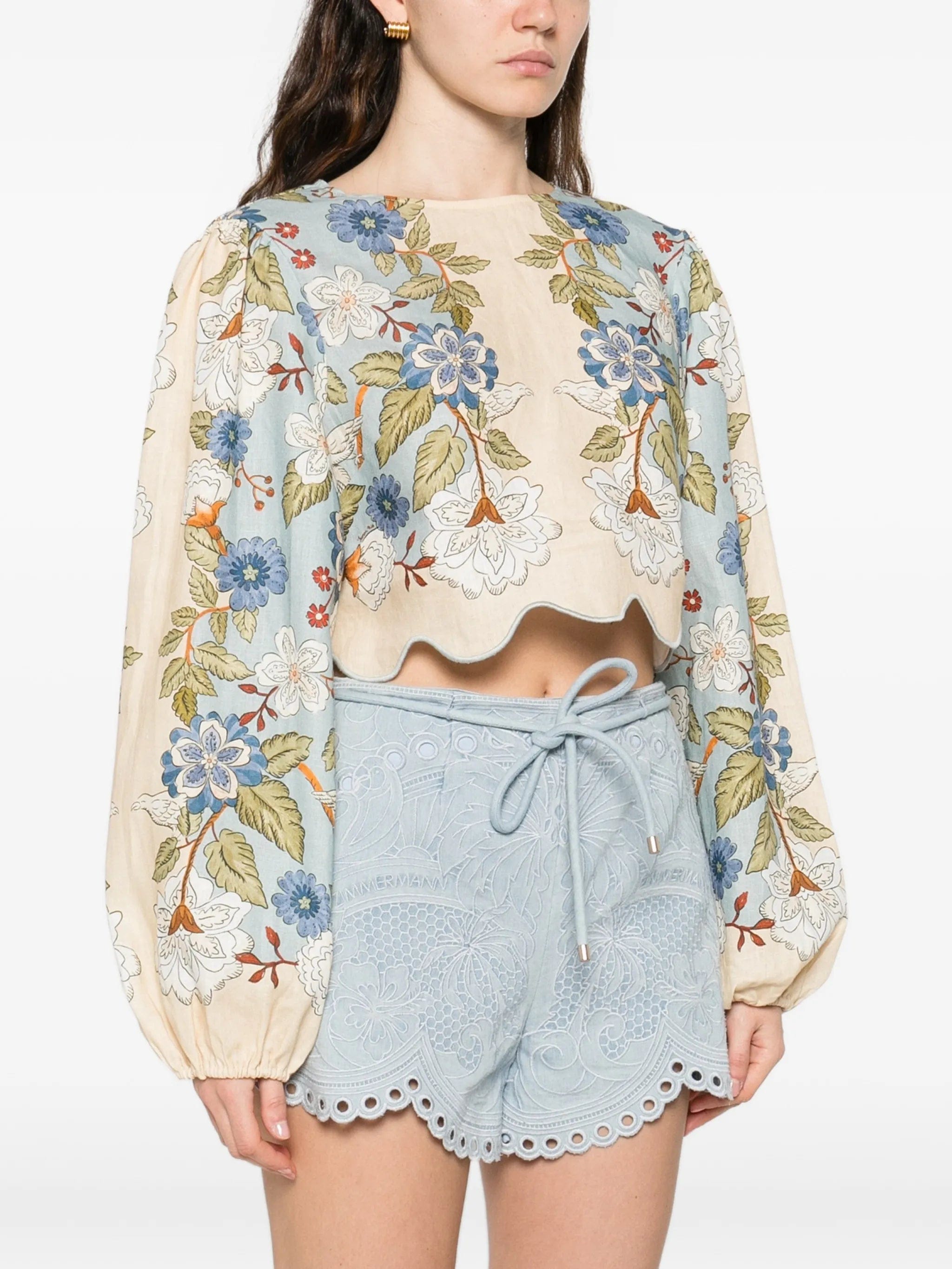 FARM Rio floral - print linen blouse