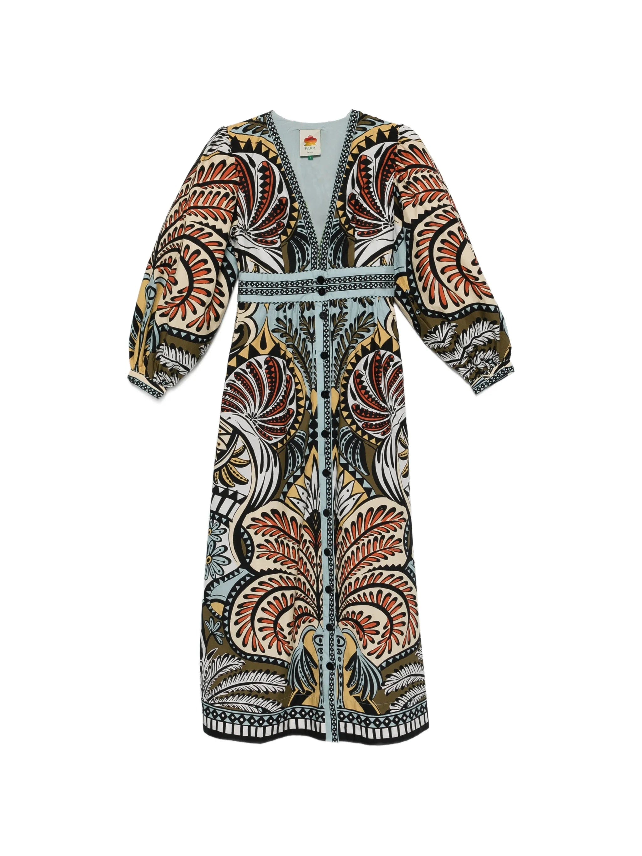 FARM Rio printed V - neck dress