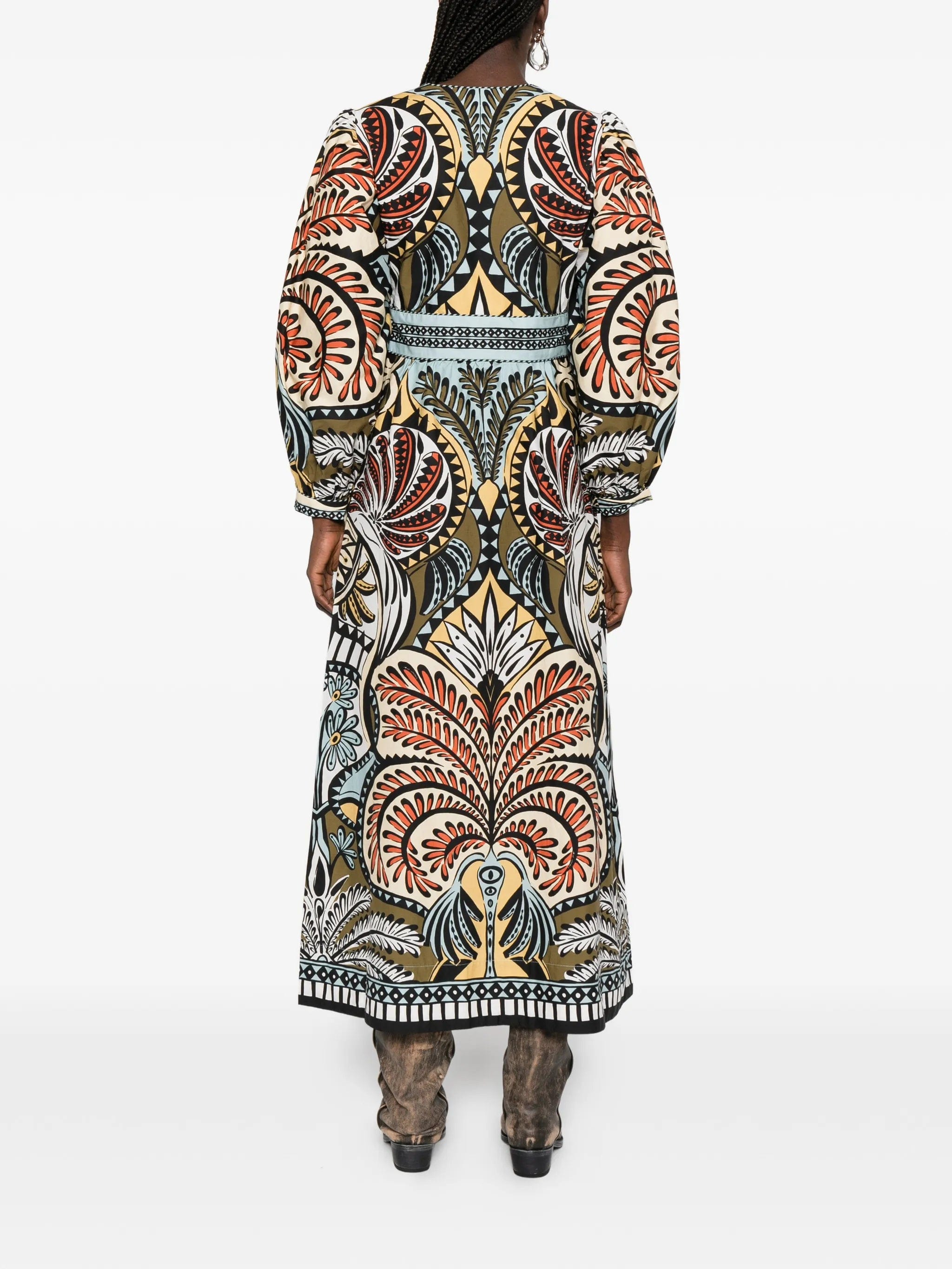 FARM Rio printed V - neck dress