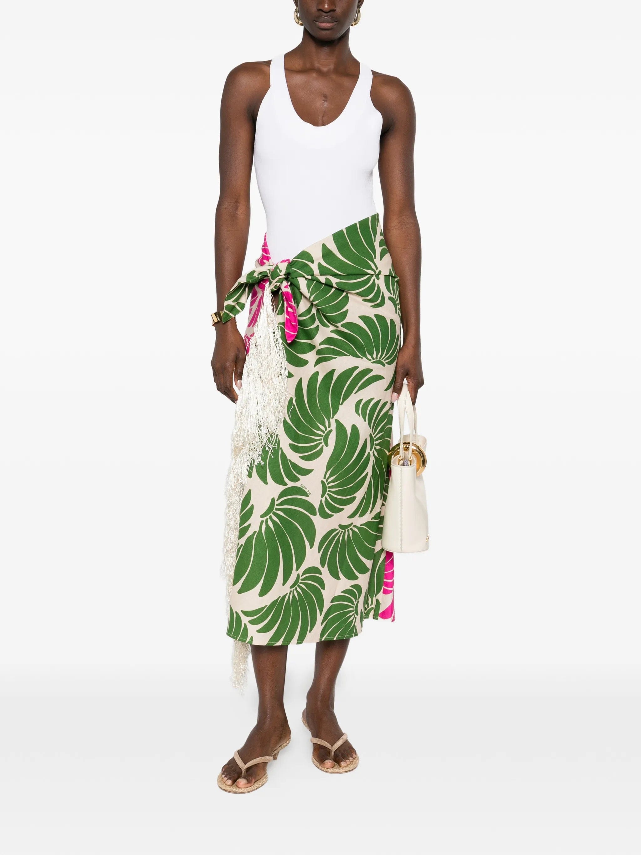 FARM Rio fringe floral - print skirt