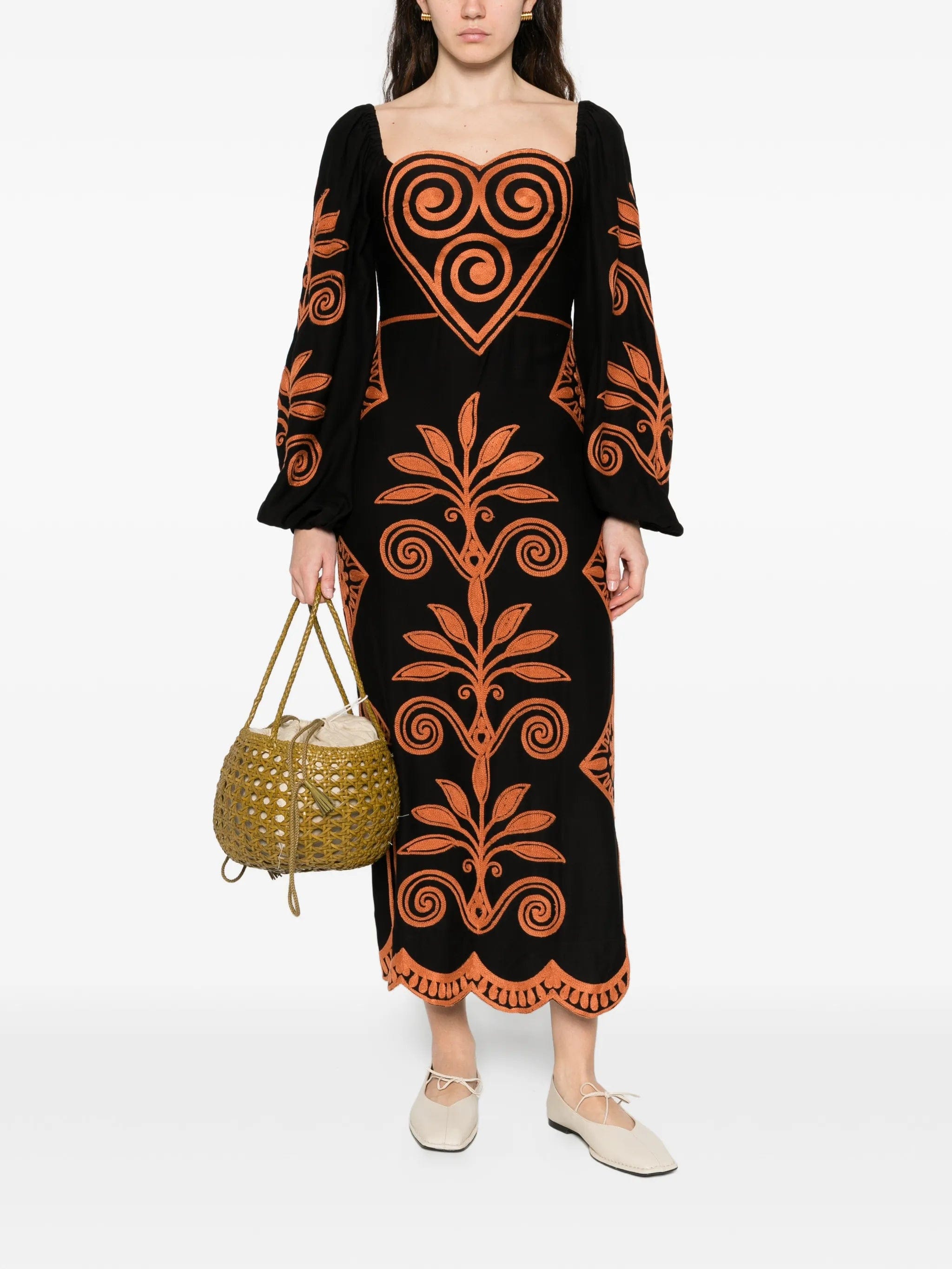 FARM Rio Cornely Ainika long - sleeve midi dress