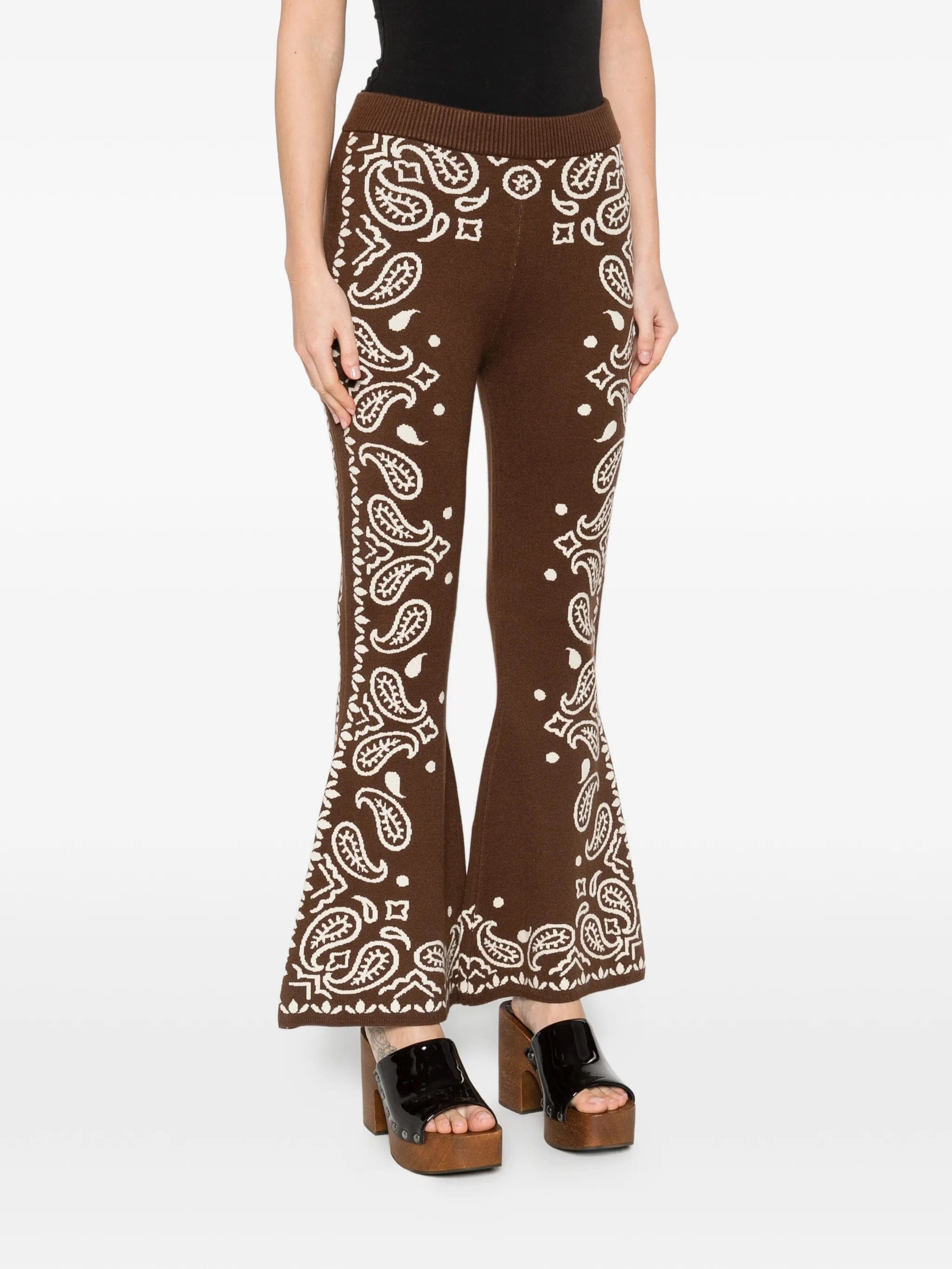 FARM Rio Bohemian Paisley knitted flared trousers
