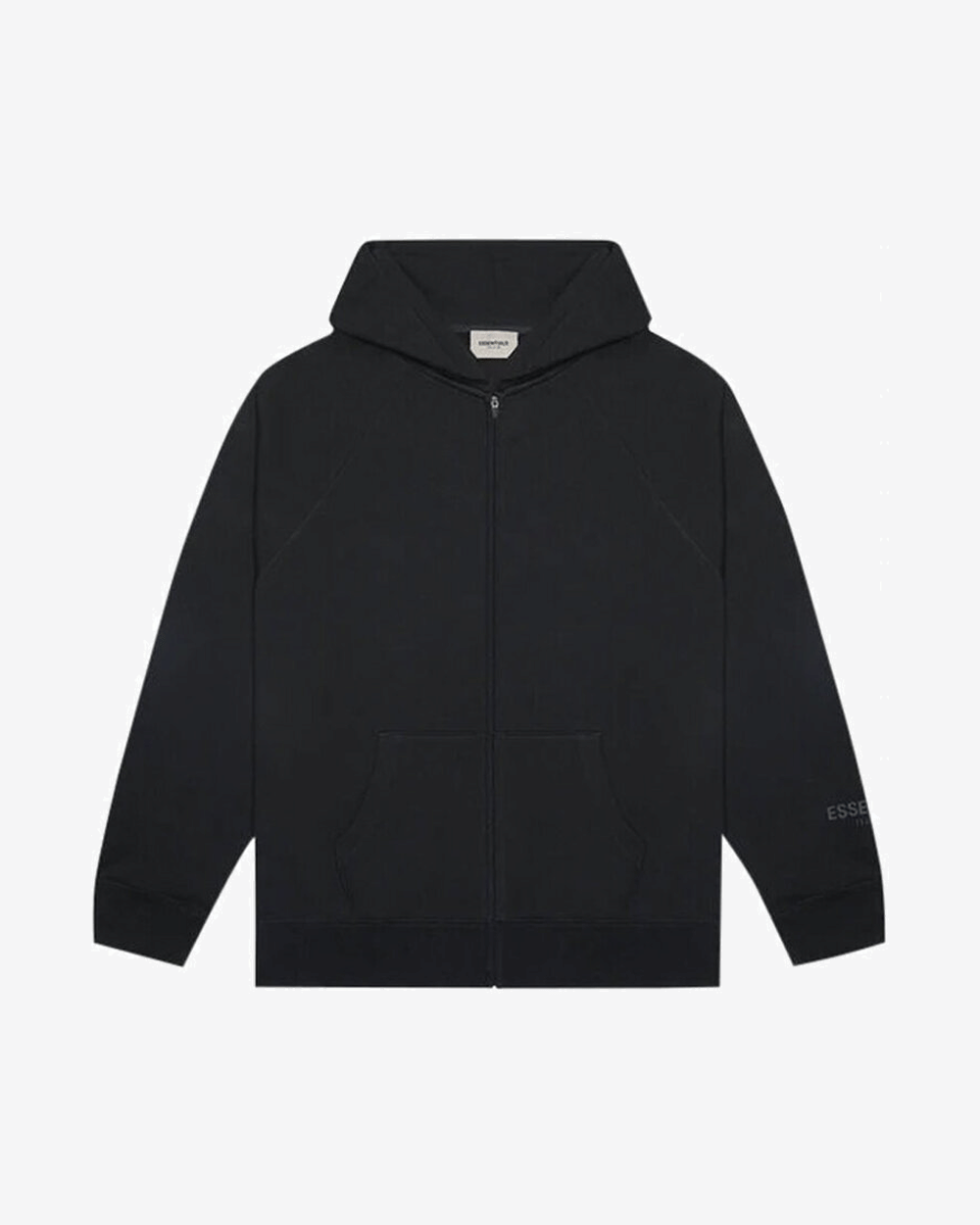FOG ESSENTIALS SS20 SILICON APPLIQUE LOGO BLACK ZIP UP HOODIE