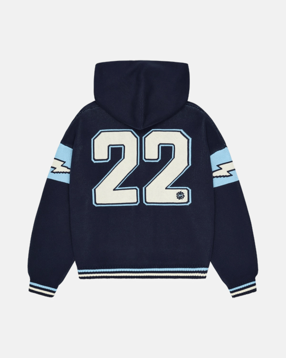 BROKEN PLANET VARSITY KNIT ZIP UP HOODIE NAVY BLUE