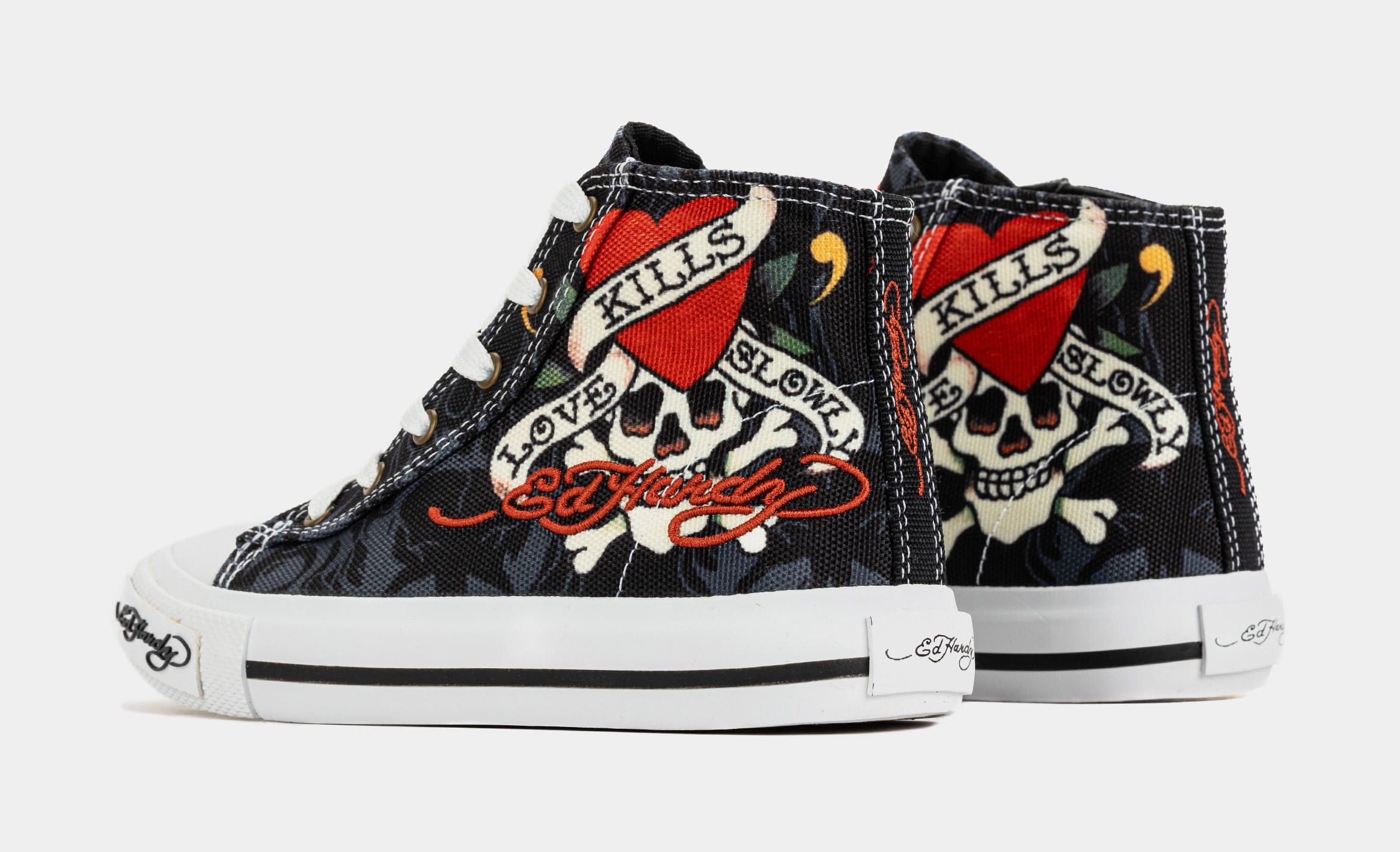 ED HARDY Kills Love Slowly High Top Preschool Lifestyle Shoes (Black/White)
