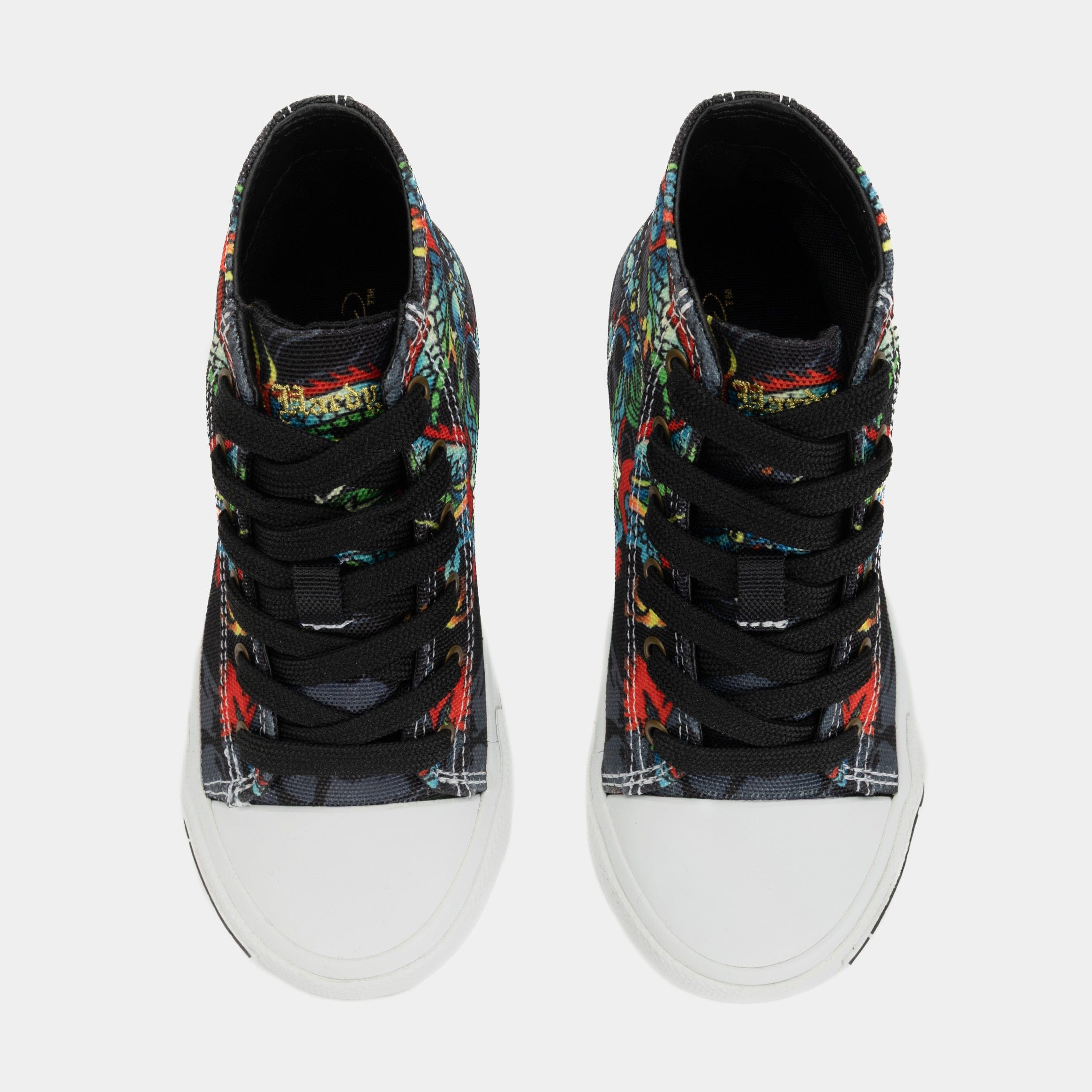 ED HARDY Dragon Tattoo High Top Preschool Lifestyle Shoes (Black/White)