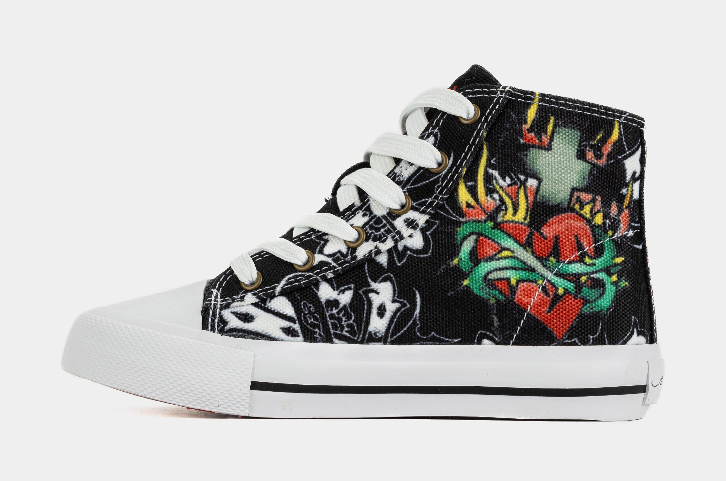 ED HARDY Black Cross High Top Preschool Lifestyle Shoes (Black/White)
