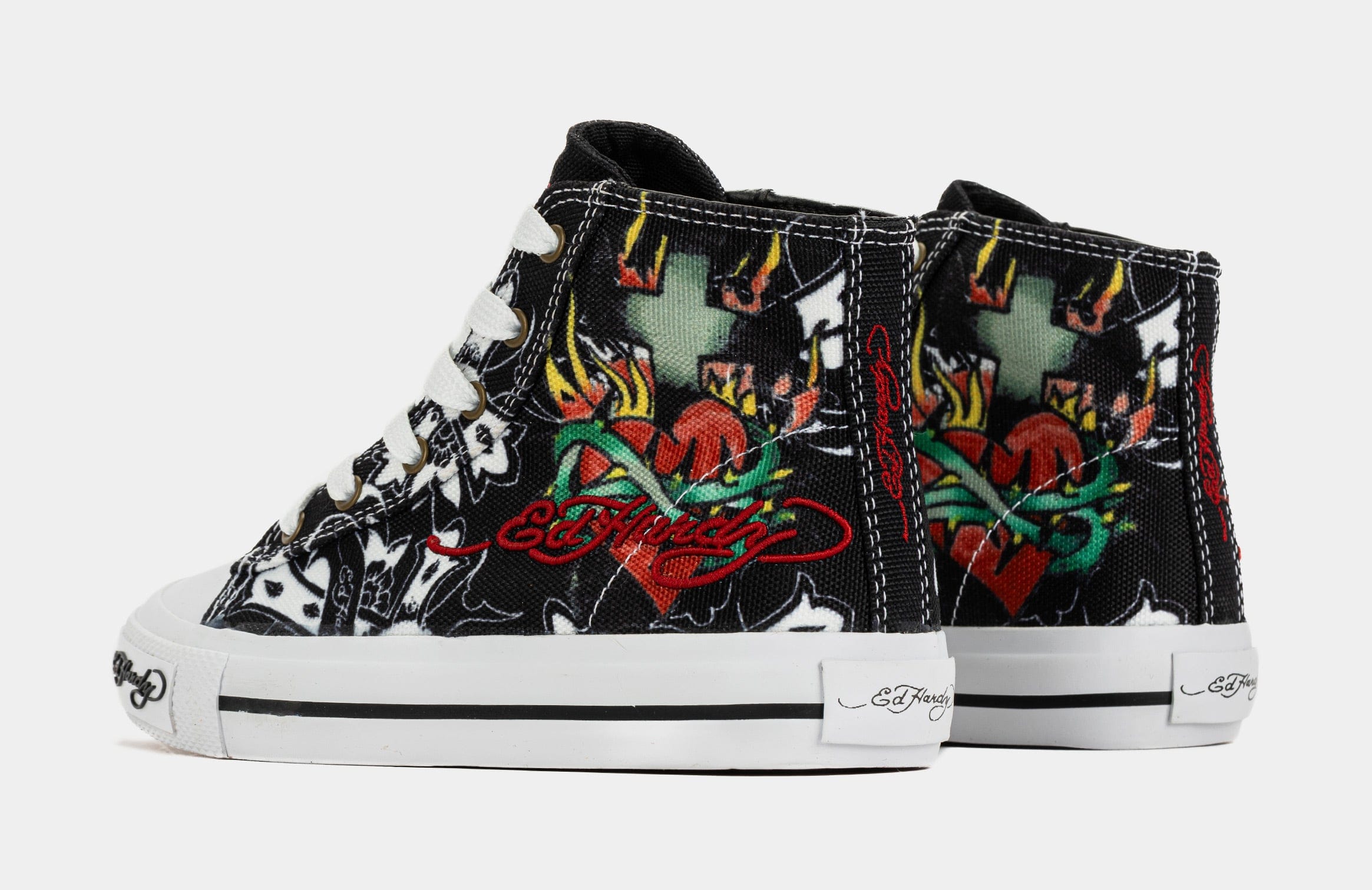 ED HARDY Black Cross High Top Preschool Lifestyle Shoes (Black/White)