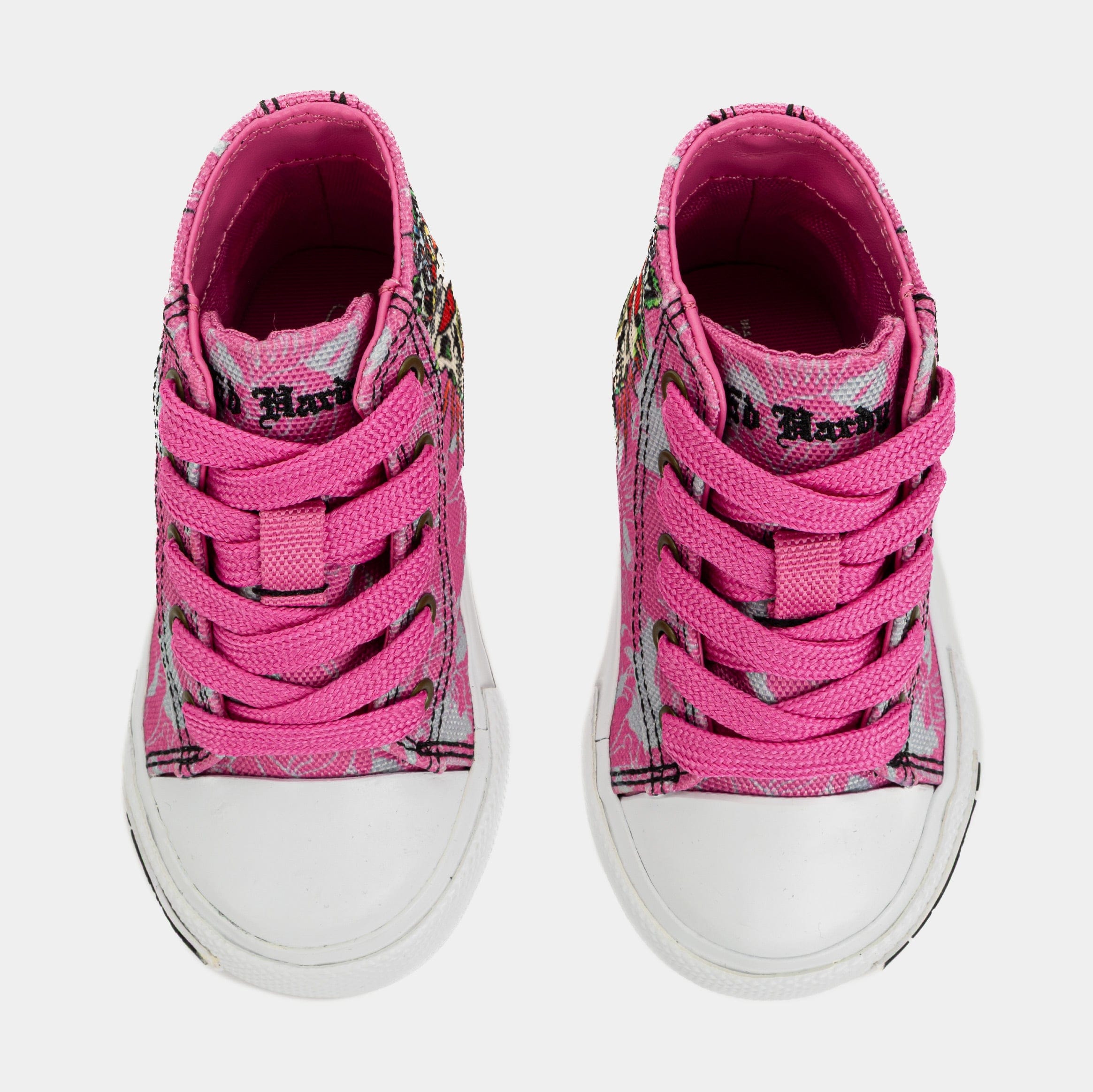 ED HARDY Skull High Top Infant Toddler Lifestyle Shoes (Pink/White)