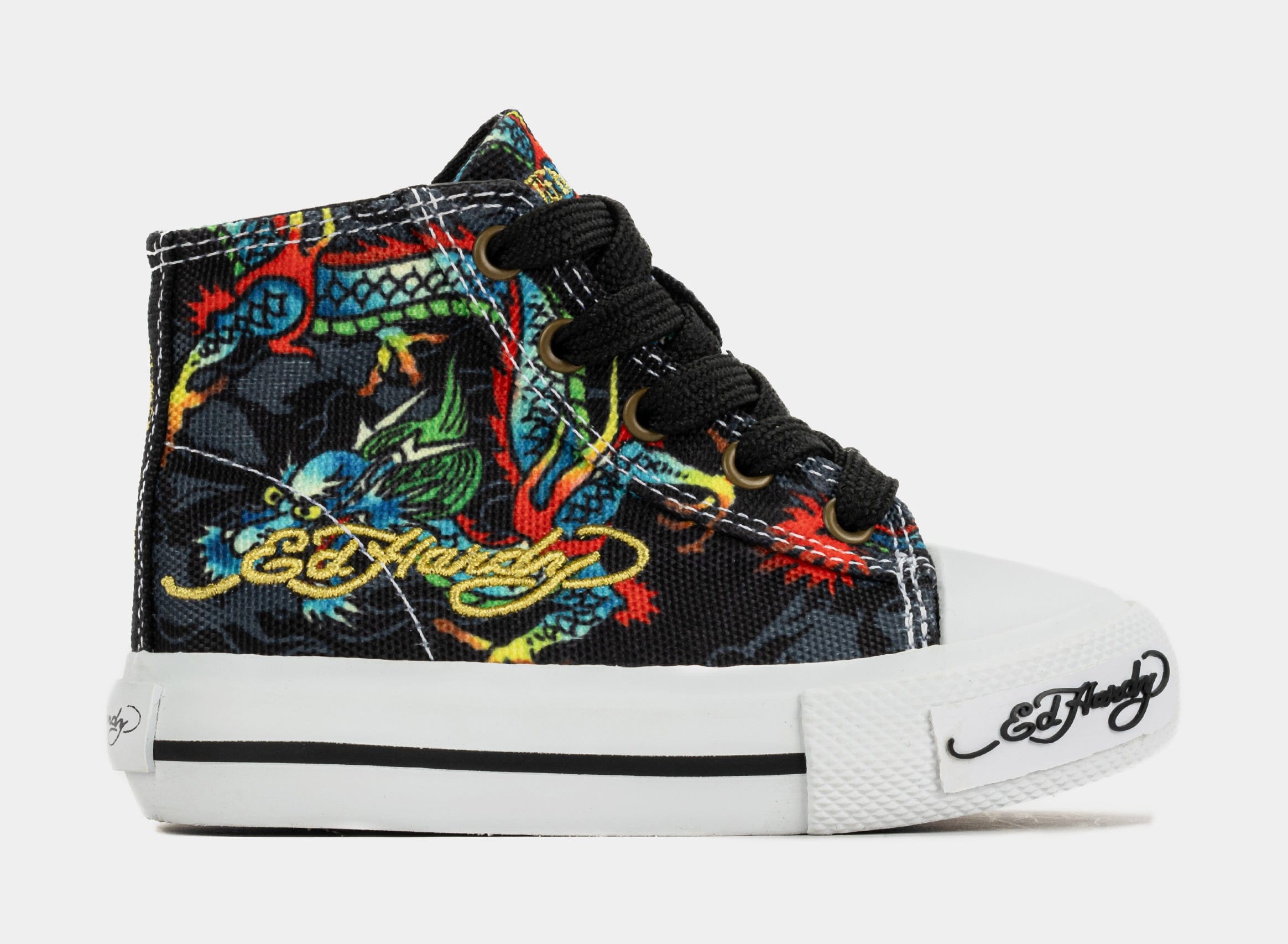 ED HARDY Dragon Tattoo High Top Infant Toddler Lifesyle Shoes (Black/White)