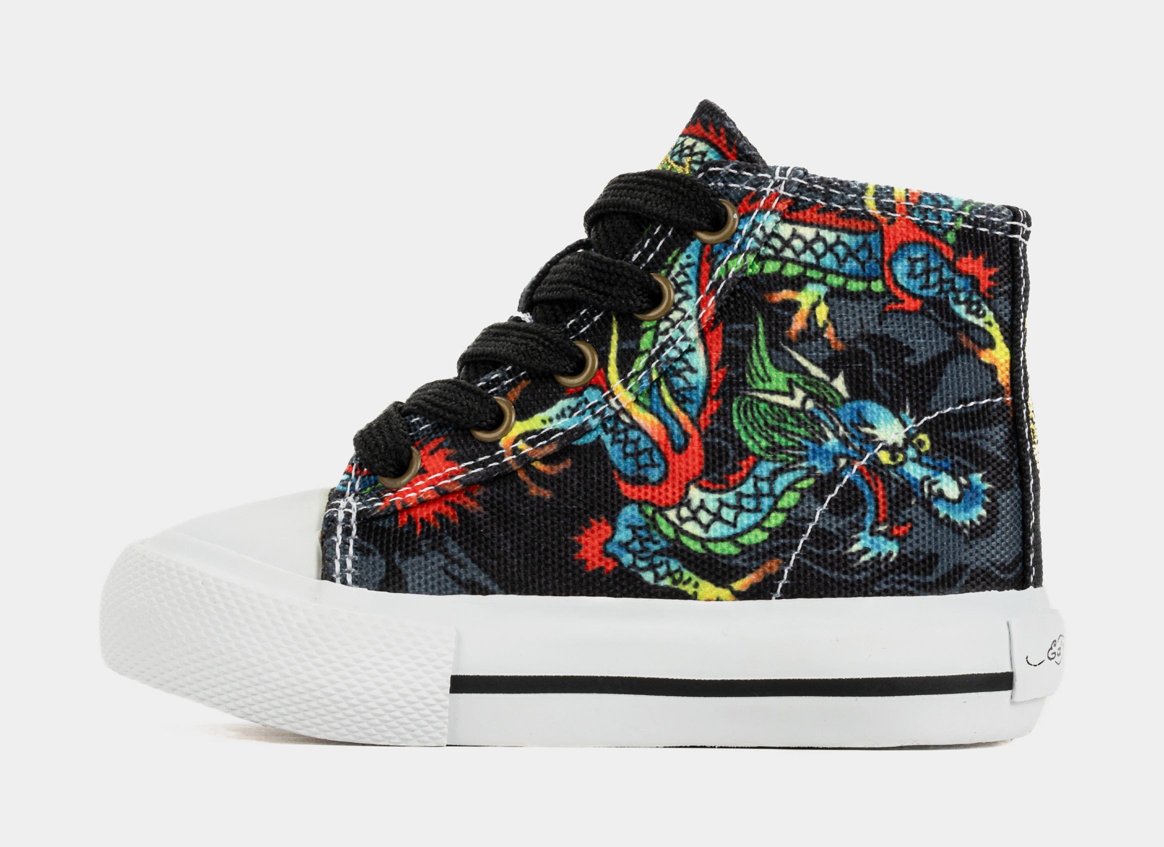 ED HARDY Dragon Tattoo High Top Infant Toddler Lifesyle Shoes (Black/White)