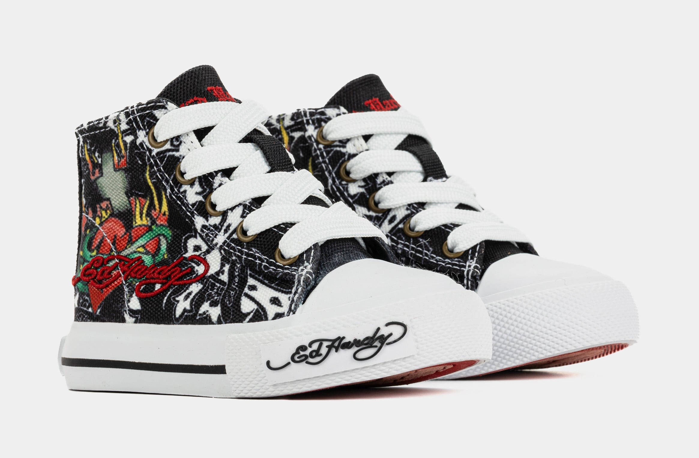 ED HARDY Black Cross High Top Infant Toddler Lifestyle Shoes (Black/White)