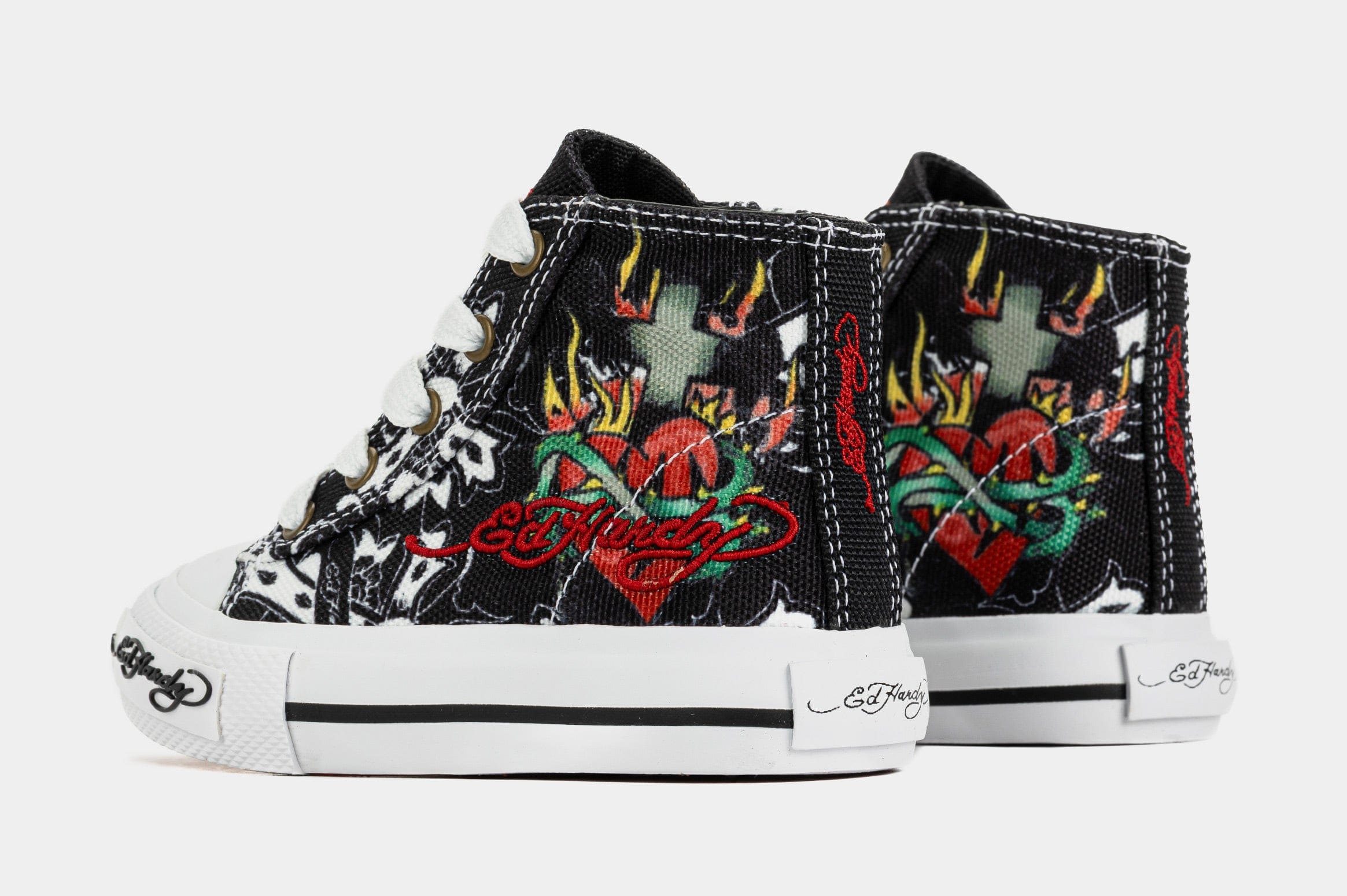 ED HARDY Black Cross High Top Infant Toddler Lifestyle Shoes (Black/White)