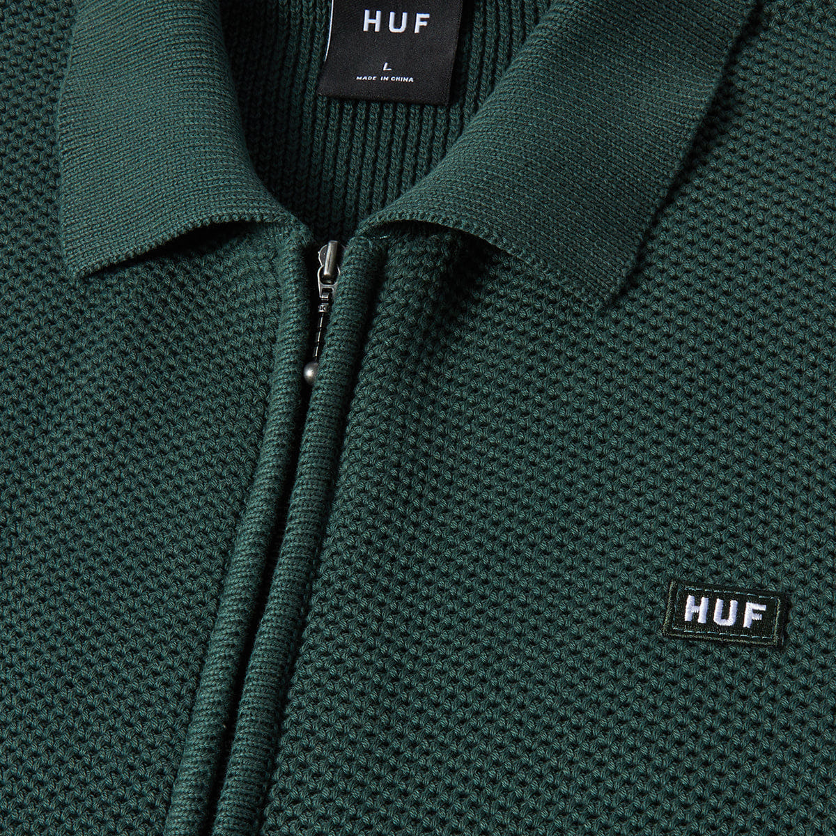 HUF Anton Zip Overdyed Sweater (Hunter Green)