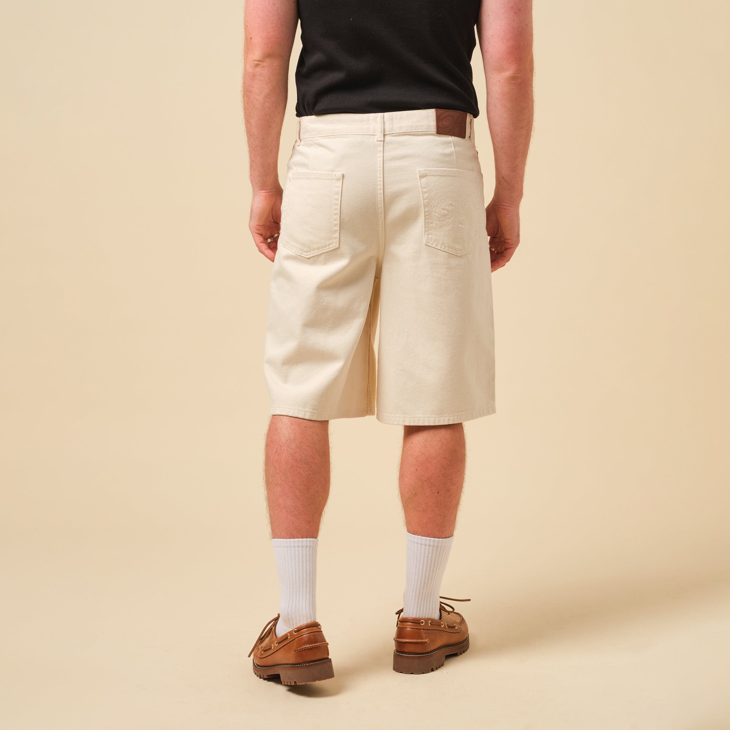 Bound Signature Denim Jorts - Ecru