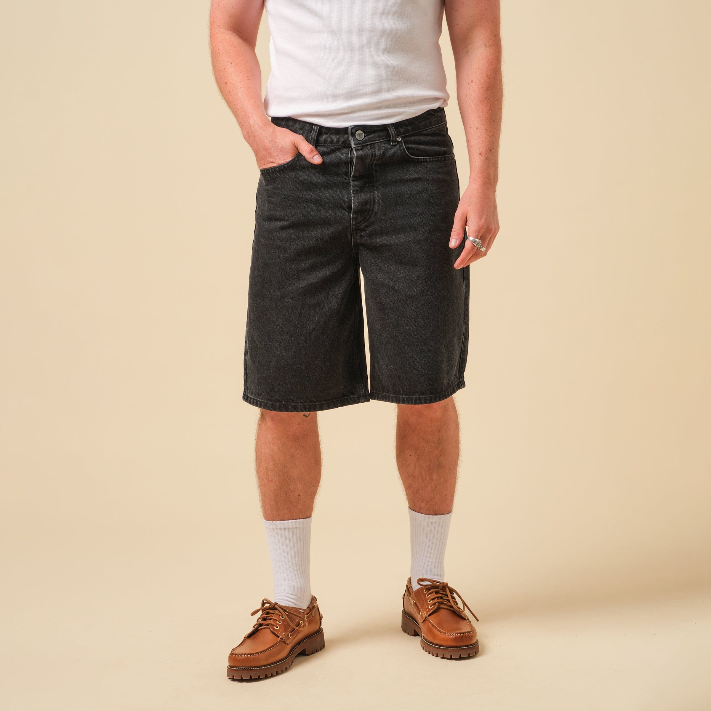 Bound Signature Denim Jorts - Washed Black